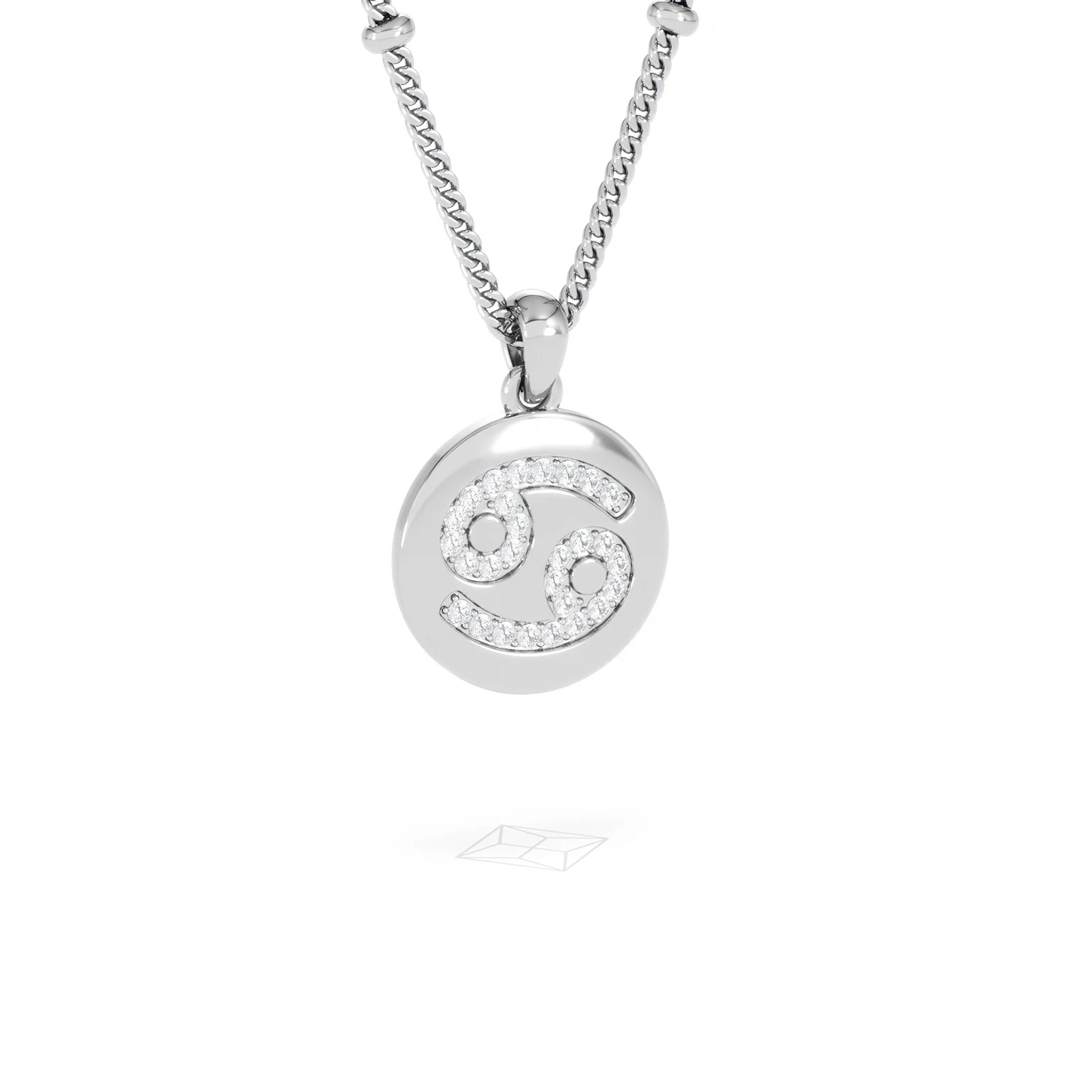 Astrology Cancer 0.07ct Lab Grown Diamond Medallion Pendant Necklace in Sterling Silver - Image 83