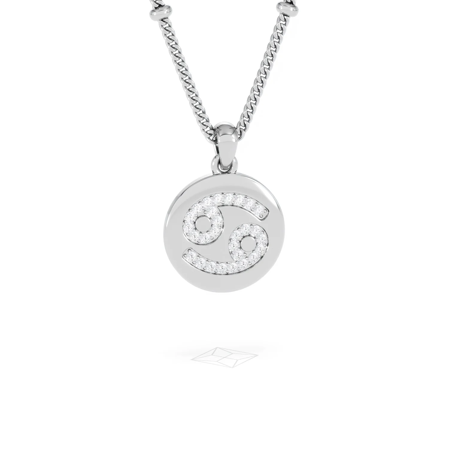 Astrology Cancer 0.07ct Lab Grown Diamond Medallion Pendant Necklace in Sterling Silver - Image 85