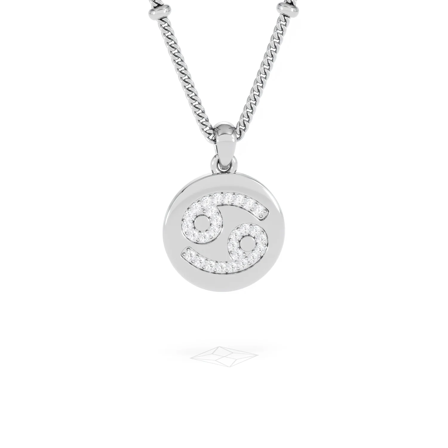 Astrology Cancer 0.07ct Lab Grown Diamond Medallion Pendant Necklace in Sterling Silver - Image 86