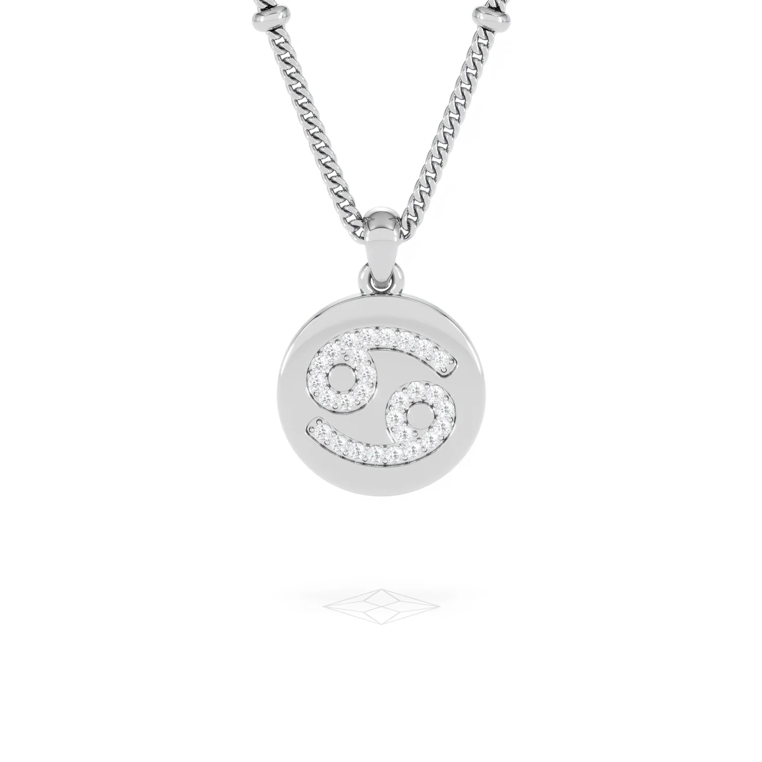 Astrology Cancer 0.07ct Lab Grown Diamond Medallion Pendant Necklace in Sterling Silver - Image 88