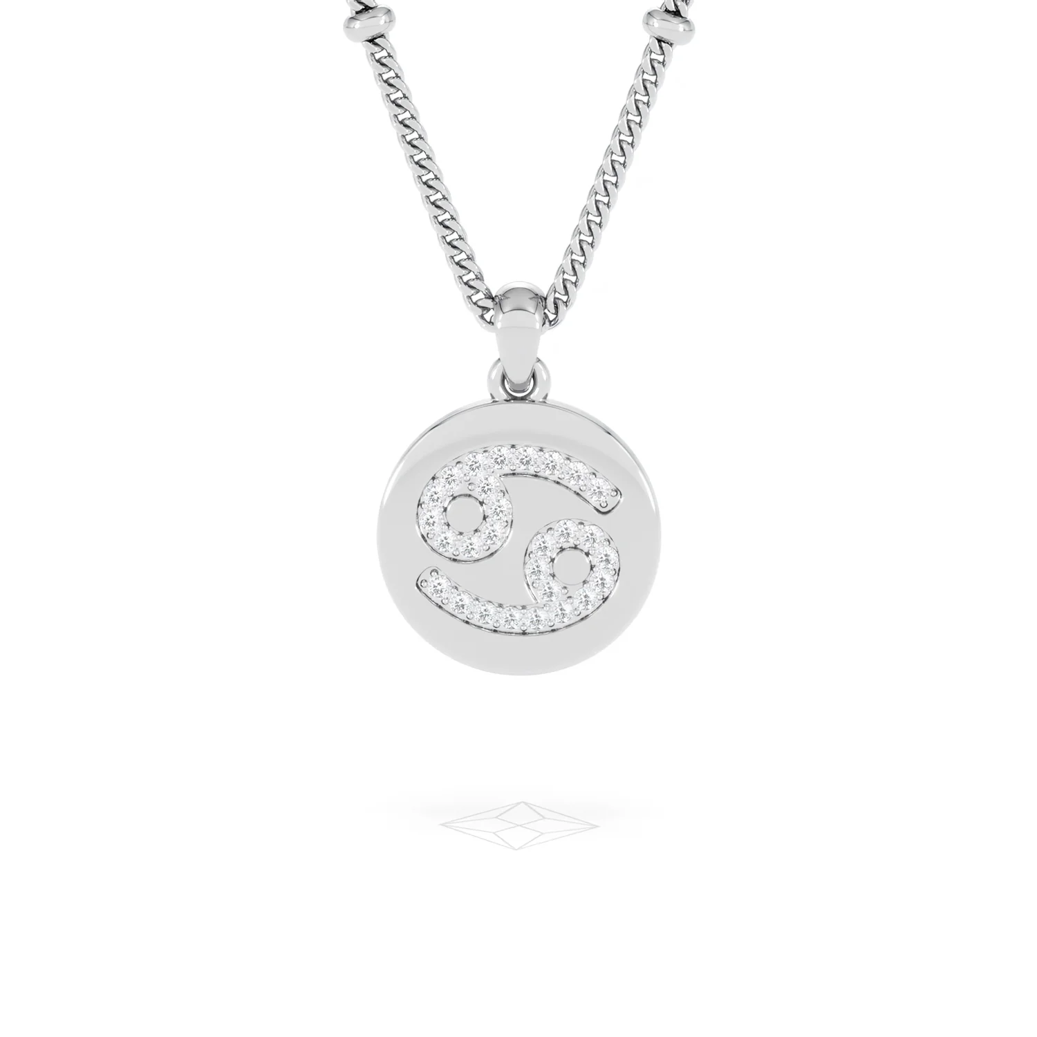 Astrology Cancer 0.07ct Lab Grown Diamond Medallion Pendant Necklace in Sterling Silver - Image 9