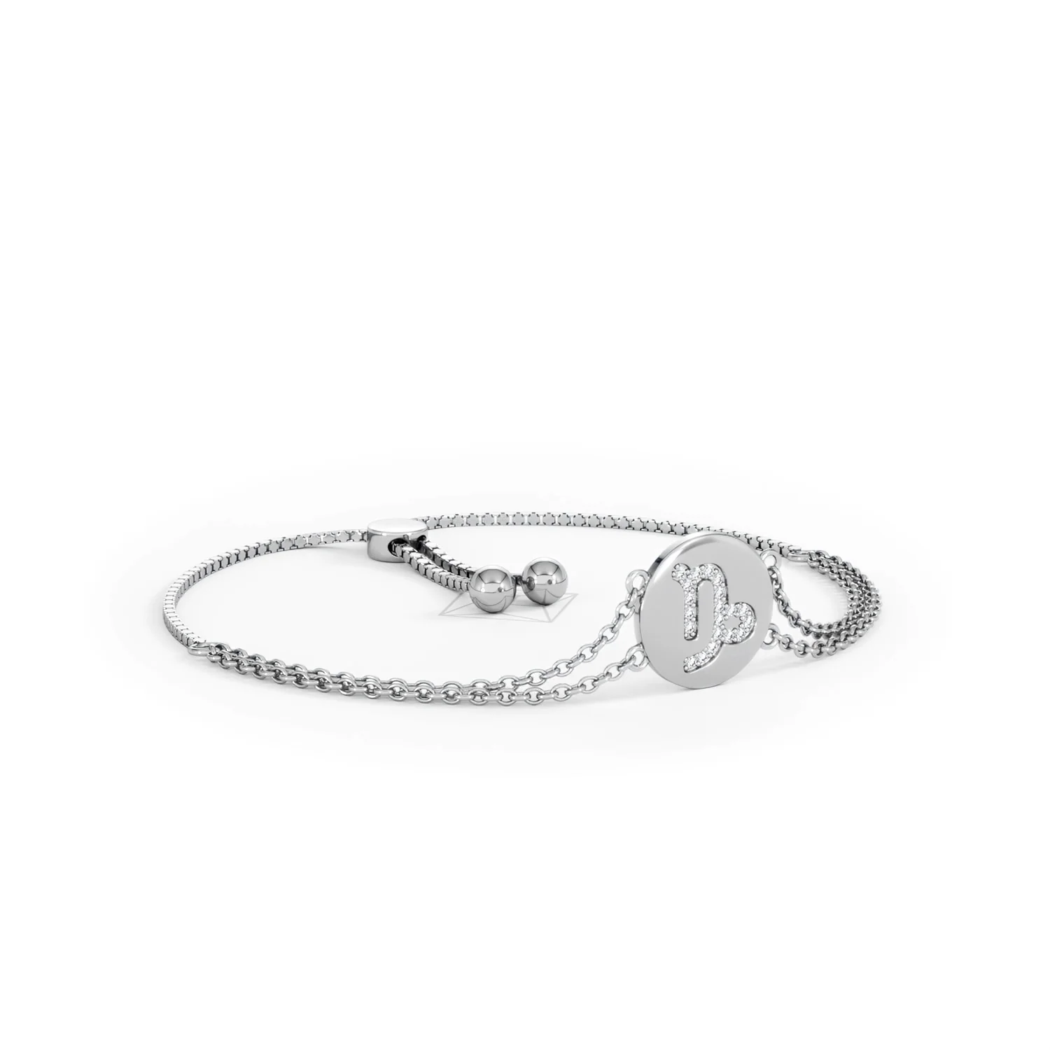 Astrology Capricorn 0.07ct Lab Grown Diamond Adjustable Medallion Bracelet Sterling Silver - Image 16