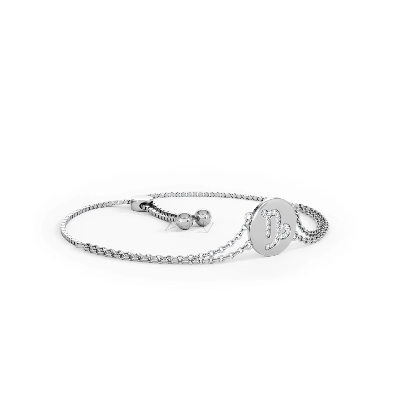 Astrology Capricorn 0.07ct Lab Grown Diamond Adjustable Medallion Bracelet Sterling Silver - Image 17
