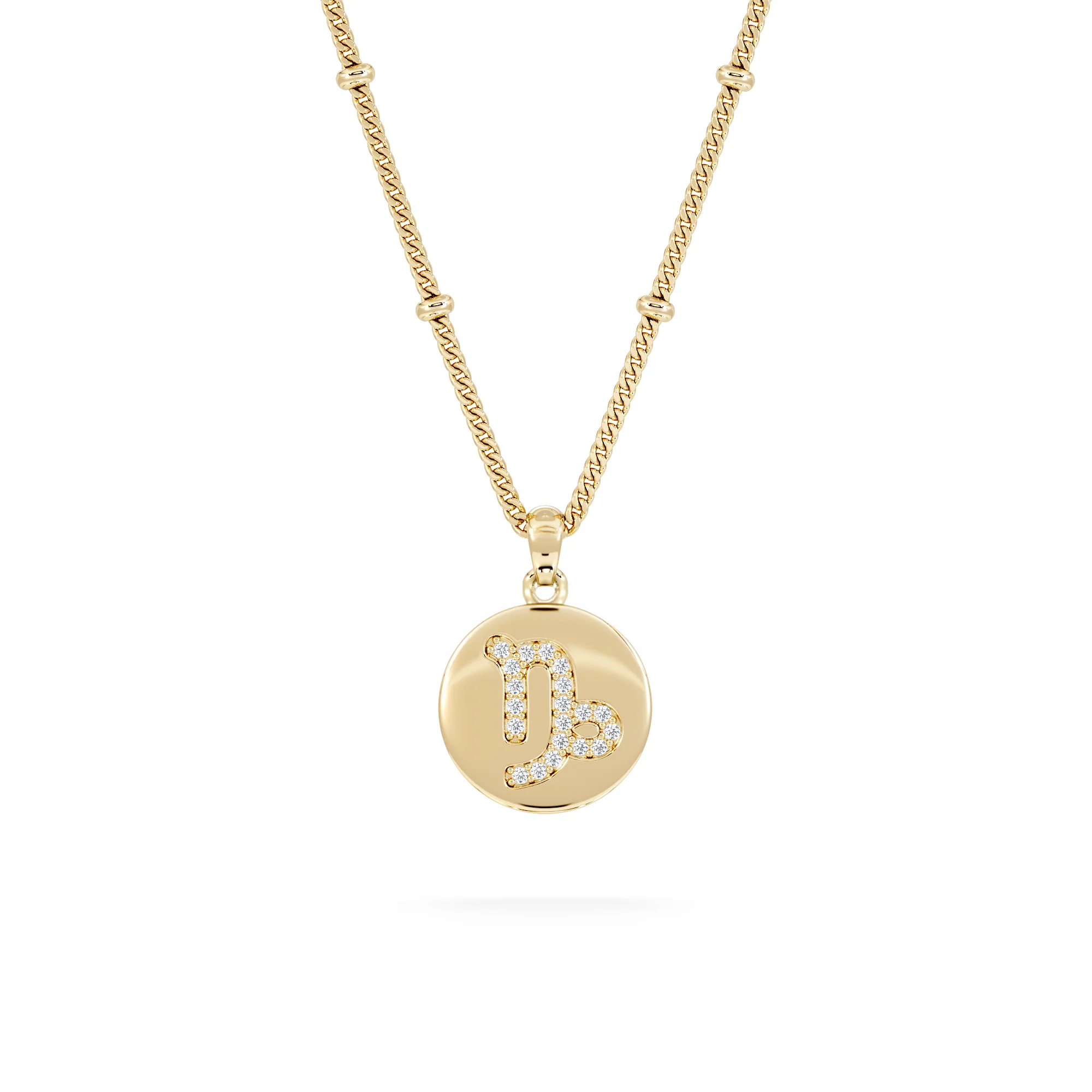 Astrology Capricorn 0.07ct Lab Grown Diamond Medallion Pendant Necklace in 18K Gold Vermeil - Image 3