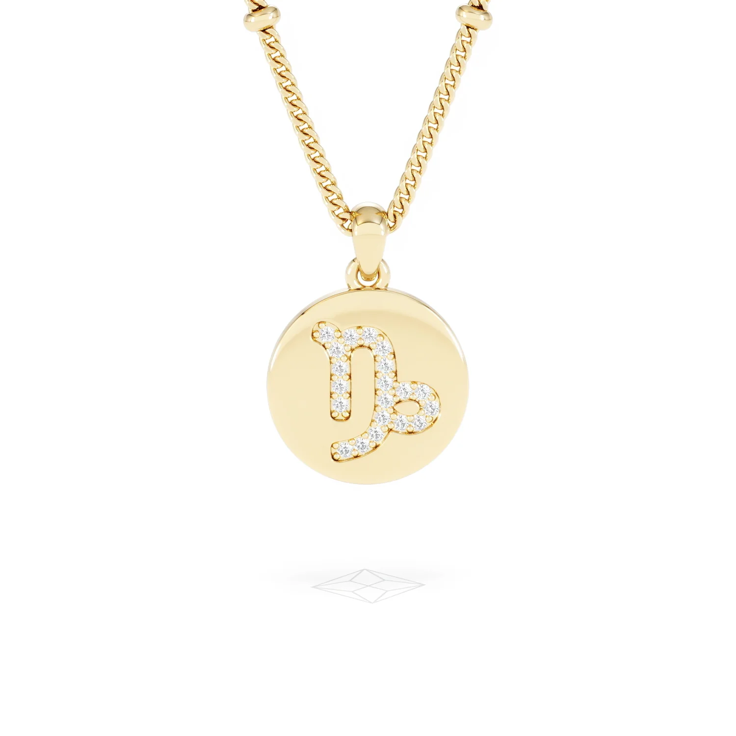 Astrology Capricorn 0.07ct Lab Grown Diamond Medallion Pendant Necklace in 18K Gold Vermeil - Image 9