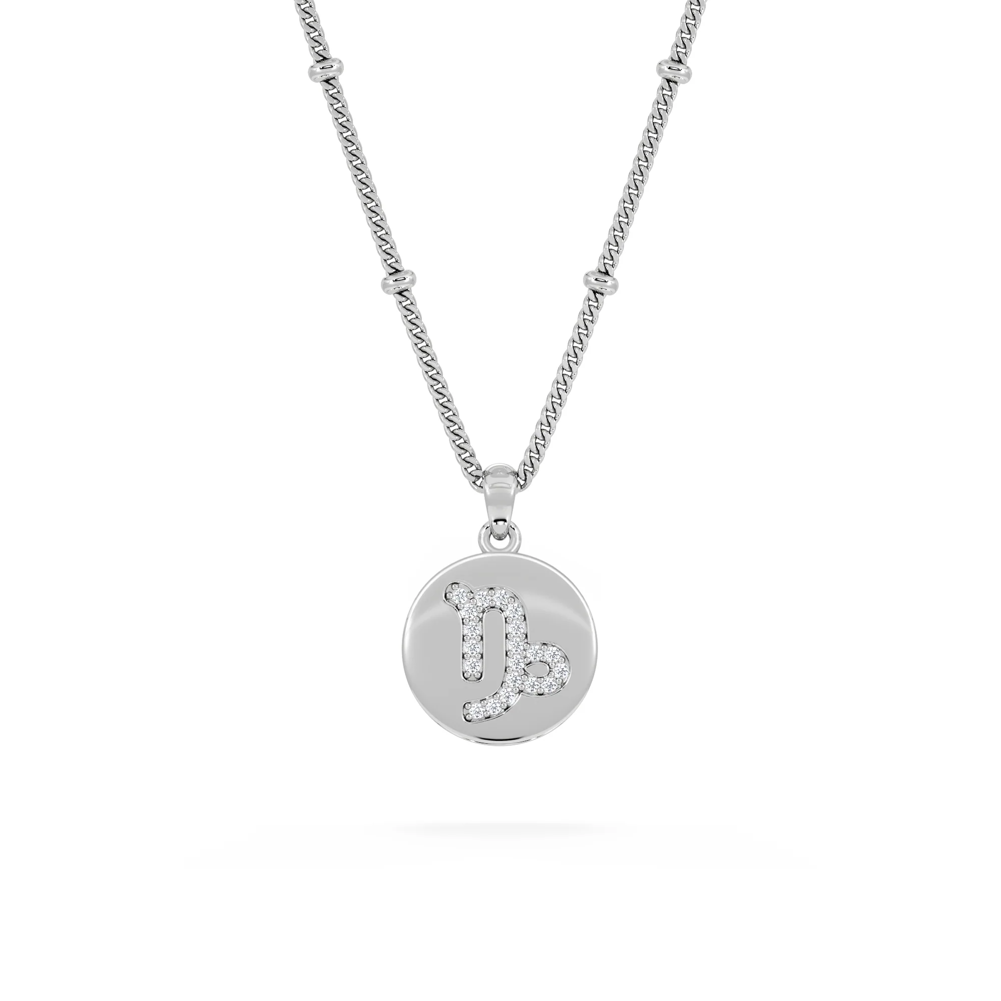 Astrology Capricorn 0.07ct Lab Grown Diamond Medallion Pendant Necklace in Sterling Silver - Image 3