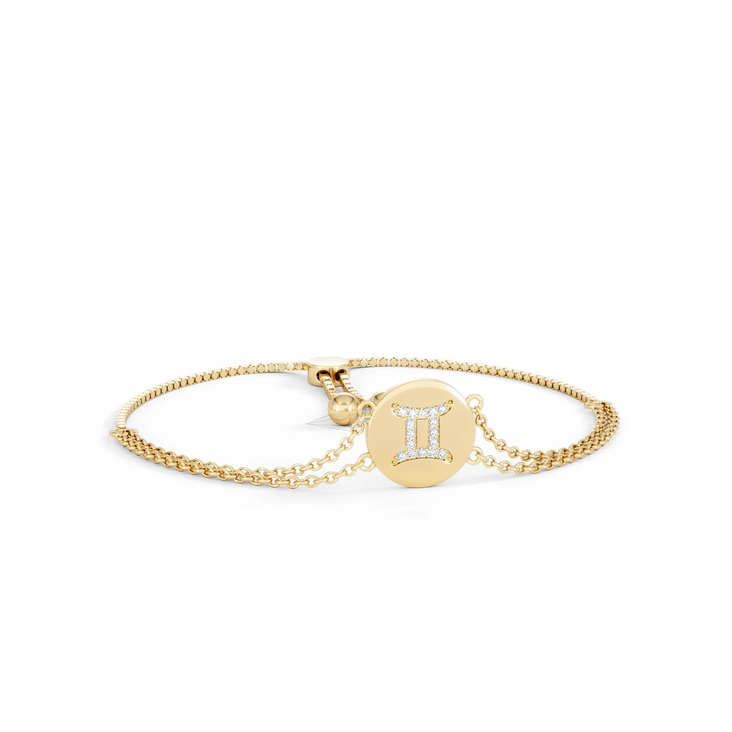 Astrology Gemini 0.07ct Lab Grown Diamond Adjustable Medallion Bracelet 18K Gold Vermeil - Image 12