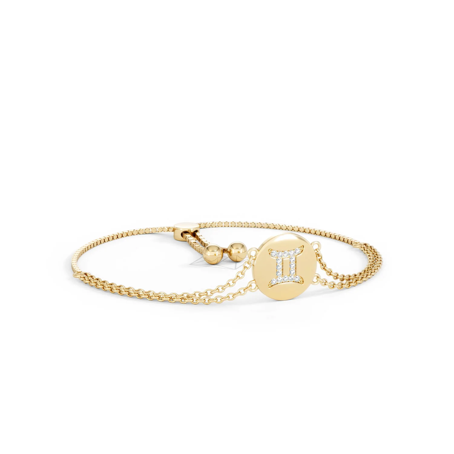 Astrology Gemini 0.07ct Lab Grown Diamond Adjustable Medallion Bracelet 18K Gold Vermeil - Image 14