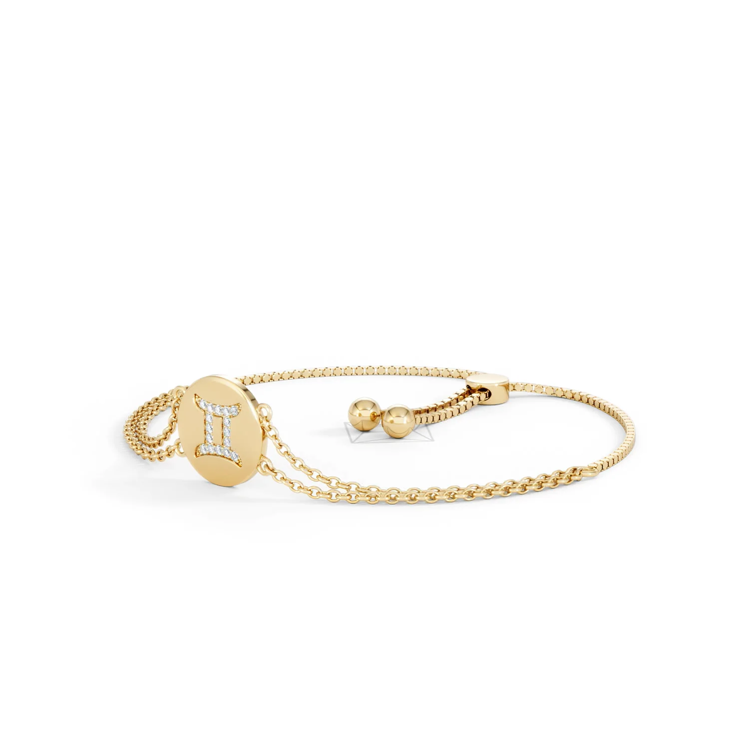 Astrology Gemini 0.07ct Lab Grown Diamond Adjustable Medallion Bracelet 18K Gold Vermeil - Image 80