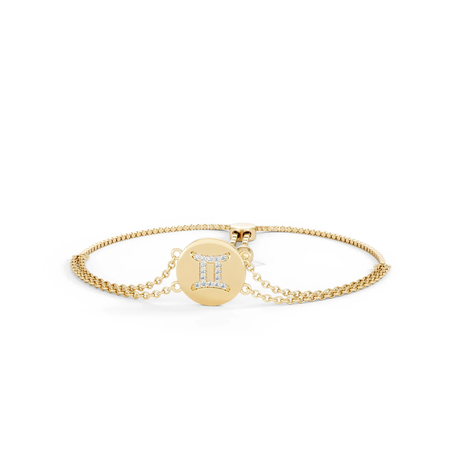 Astrology Gemini 0.07ct Lab Grown Diamond Adjustable Medallion Bracelet 18K Gold Vermeil - Image 87