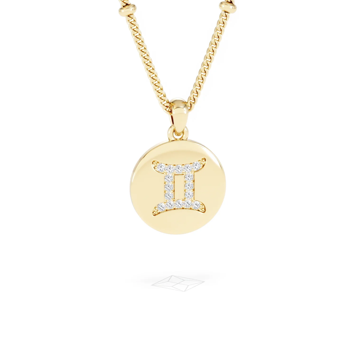 Astrology Gemini 0.07ct Lab Grown Diamond Medallion Pendant Necklace in 18K Gold Vermeil - Image 12