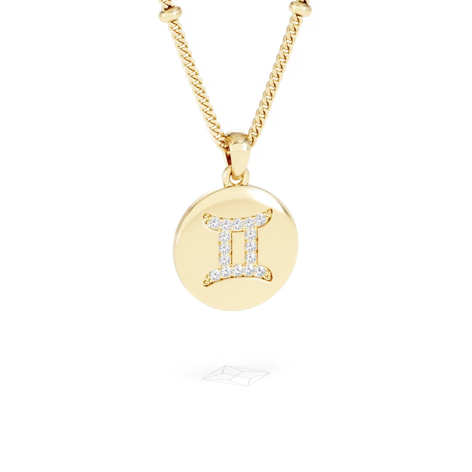 Astrology Gemini 0.07ct Lab Grown Diamond Medallion Pendant Necklace in 18K Gold Vermeil - Image 13