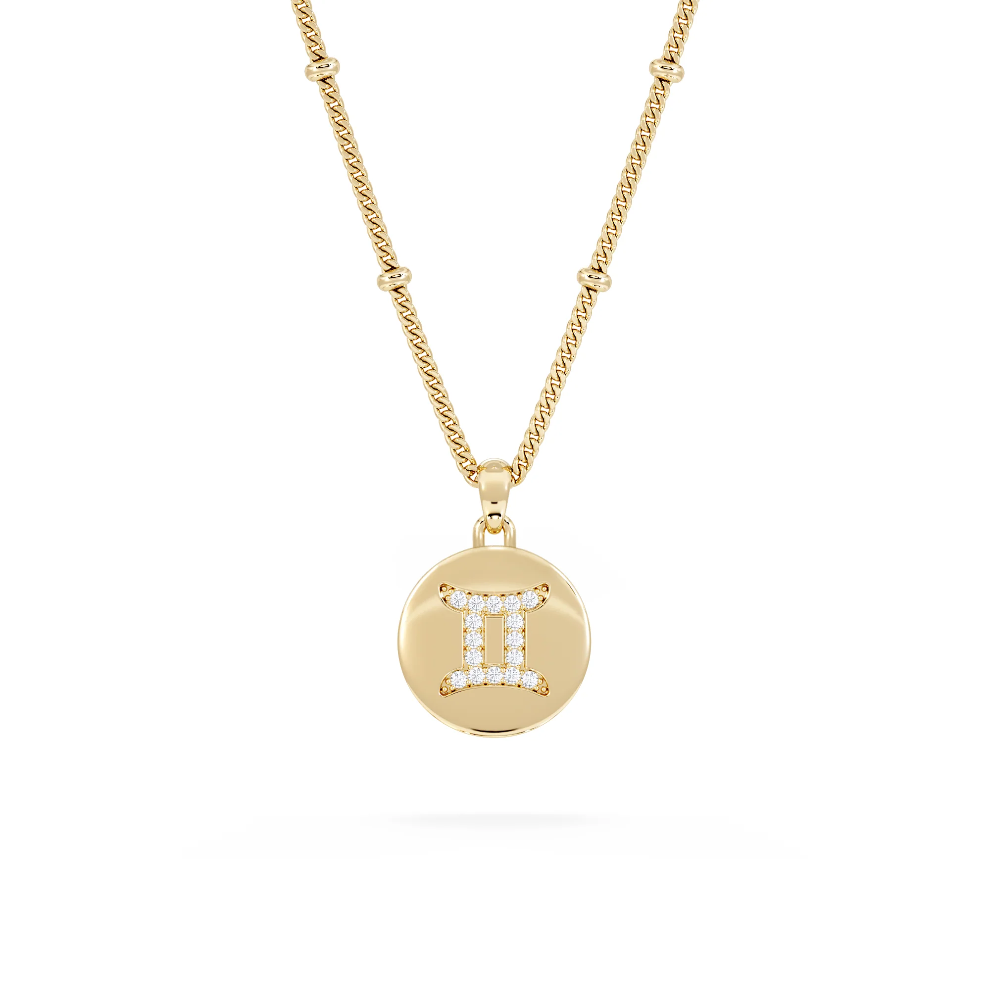 Astrology Gemini 0.07ct Lab Grown Diamond Medallion Pendant Necklace in 18K Gold Vermeil - Image 3