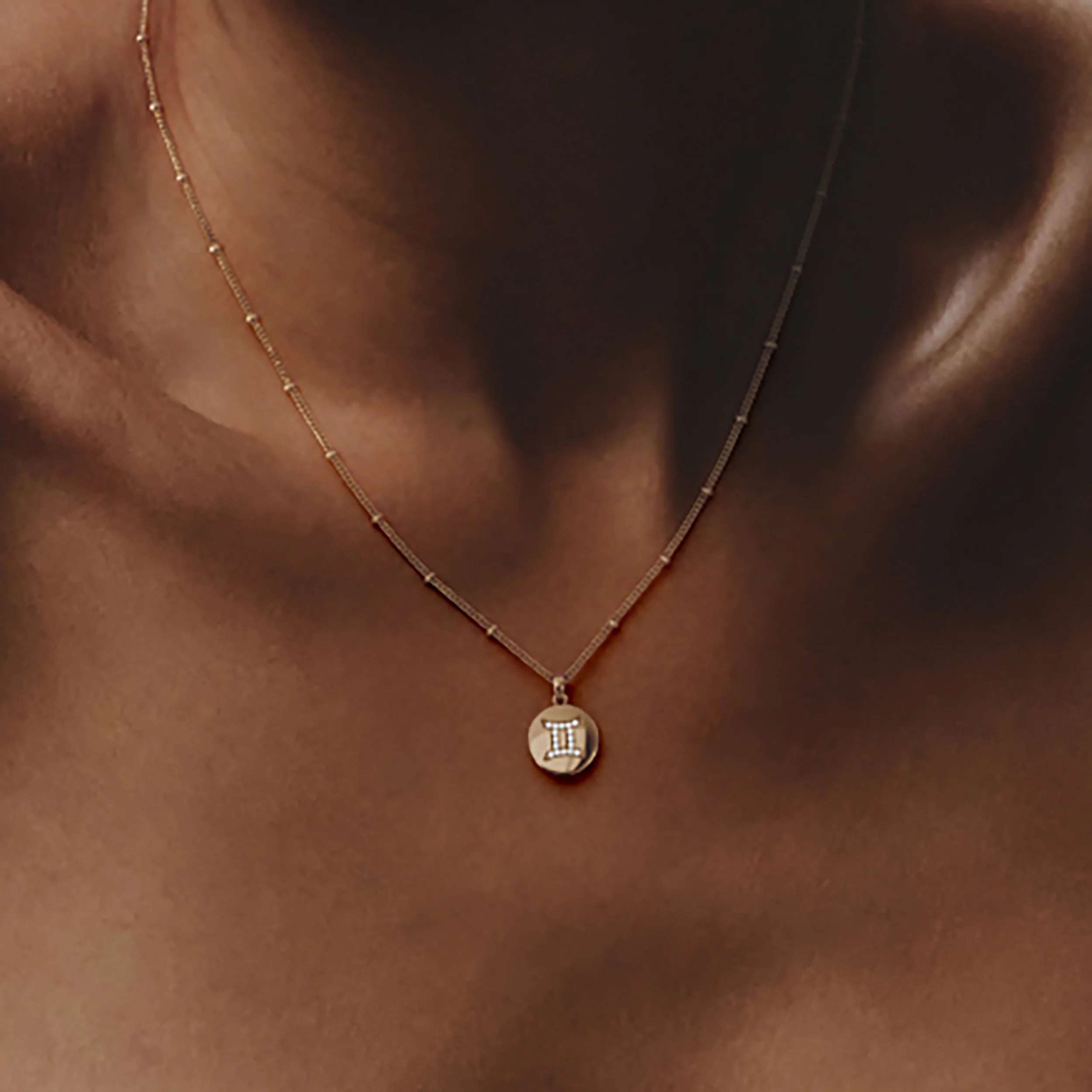 Astrology Gemini 0.07ct Lab Grown Diamond Medallion Pendant Necklace in 18K Gold Vermeil - Image 4
