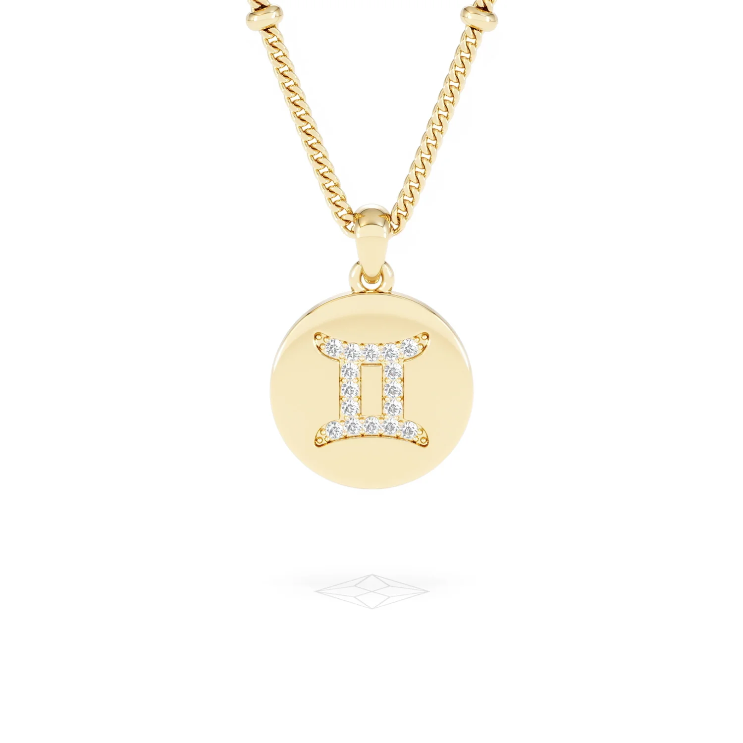 Astrology Gemini 0.07ct Lab Grown Diamond Medallion Pendant Necklace in 18K Gold Vermeil - Image 9