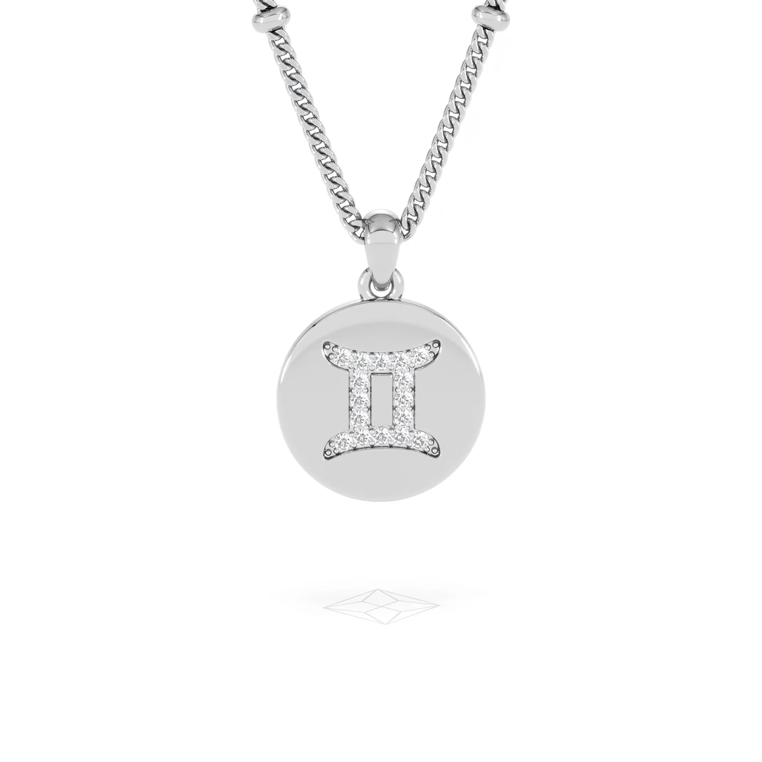 Astrology Gemini 0.07ct Lab Grown Diamond Medallion Pendant Necklace in Sterling Silver - Image 10