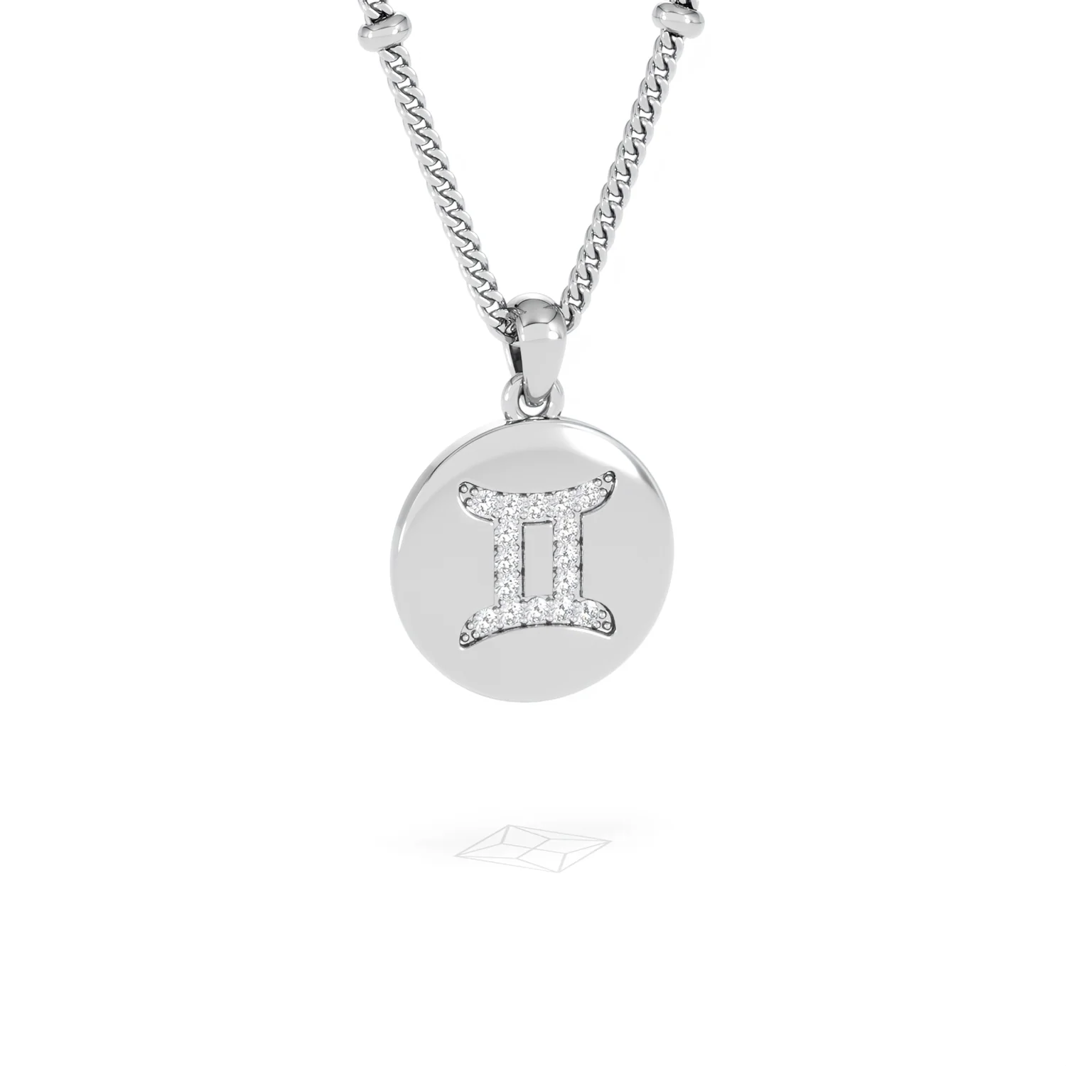 Astrology Gemini 0.07ct Lab Grown Diamond Medallion Pendant Necklace in Sterling Silver - Image 13