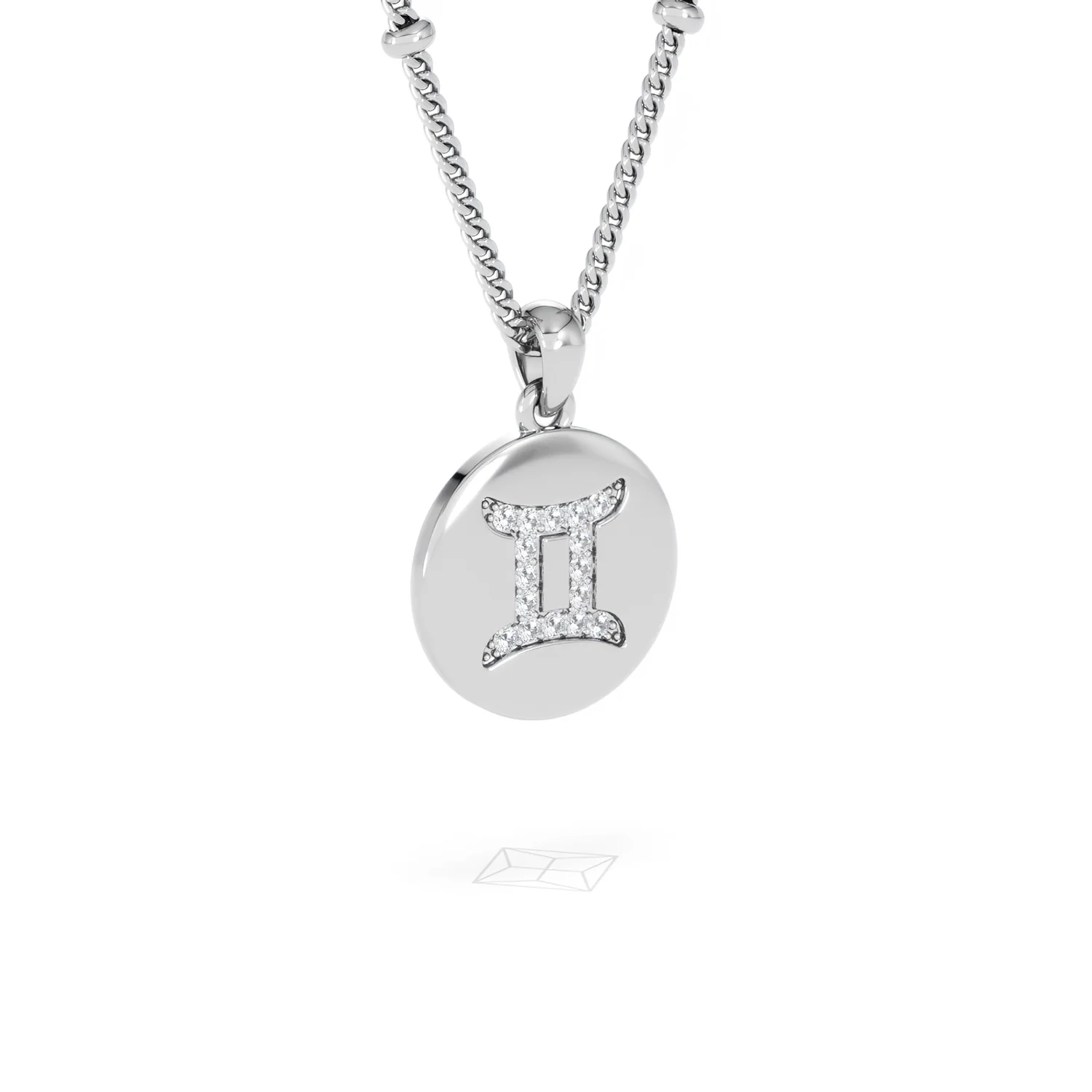 Astrology Gemini 0.07ct Lab Grown Diamond Medallion Pendant Necklace in Sterling Silver - Image 16