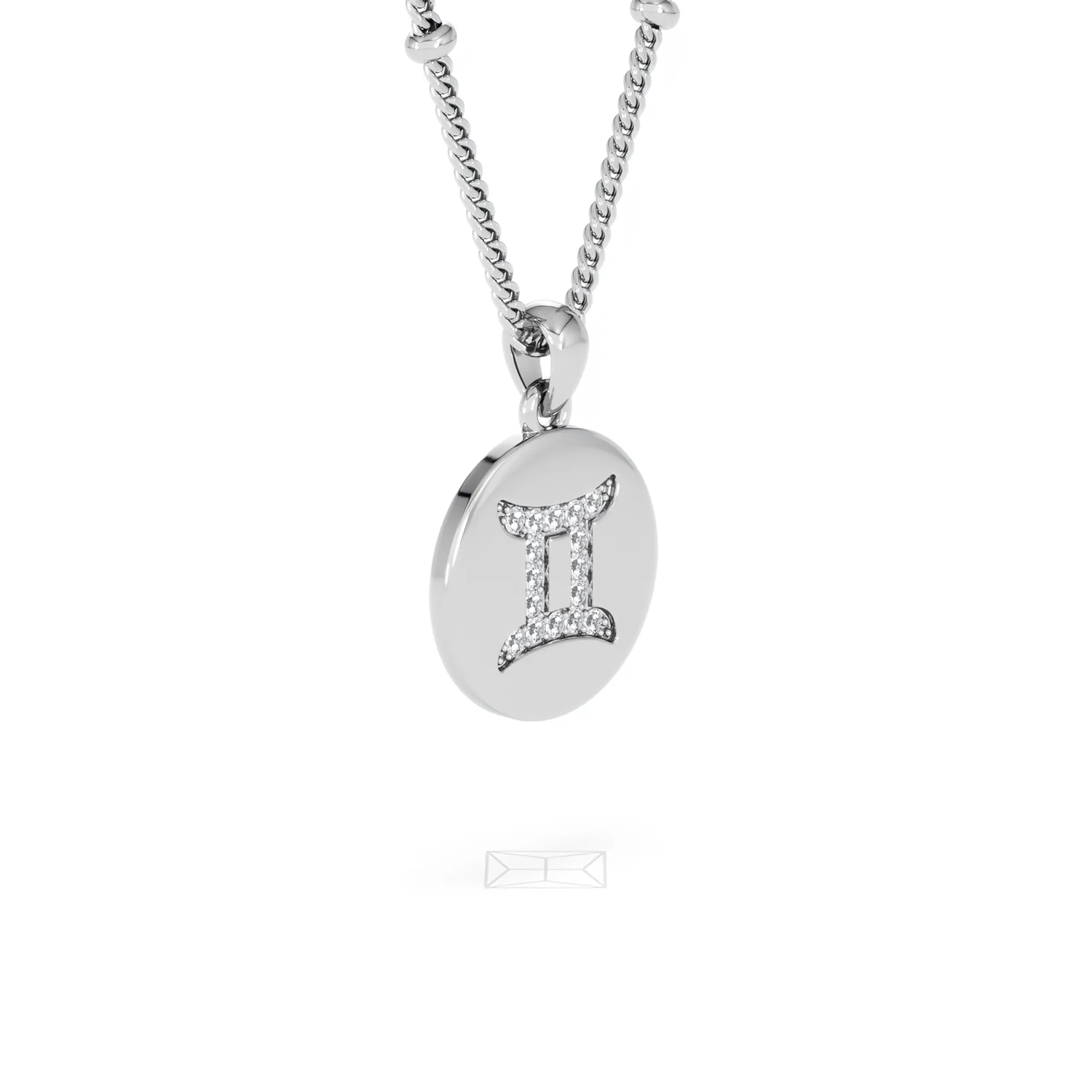Astrology Gemini 0.07ct Lab Grown Diamond Medallion Pendant Necklace in Sterling Silver - Image 19