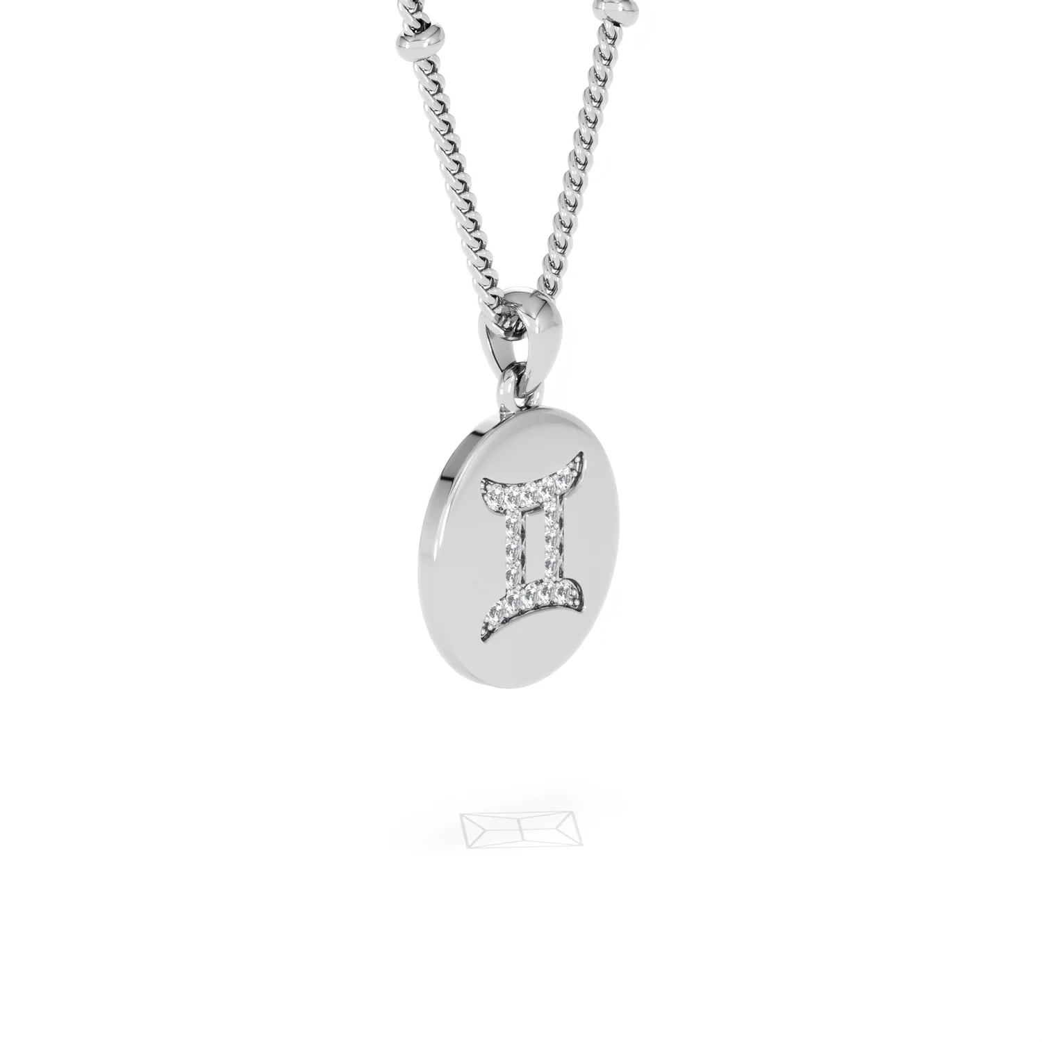 Astrology Gemini 0.07ct Lab Grown Diamond Medallion Pendant Necklace in Sterling Silver - Image 20