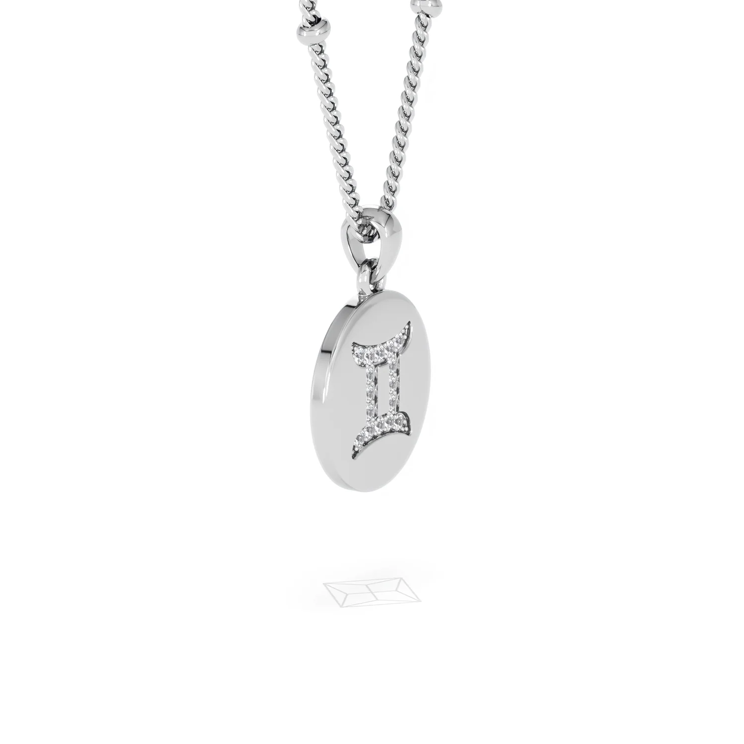 Astrology Gemini 0.07ct Lab Grown Diamond Medallion Pendant Necklace in Sterling Silver - Image 22