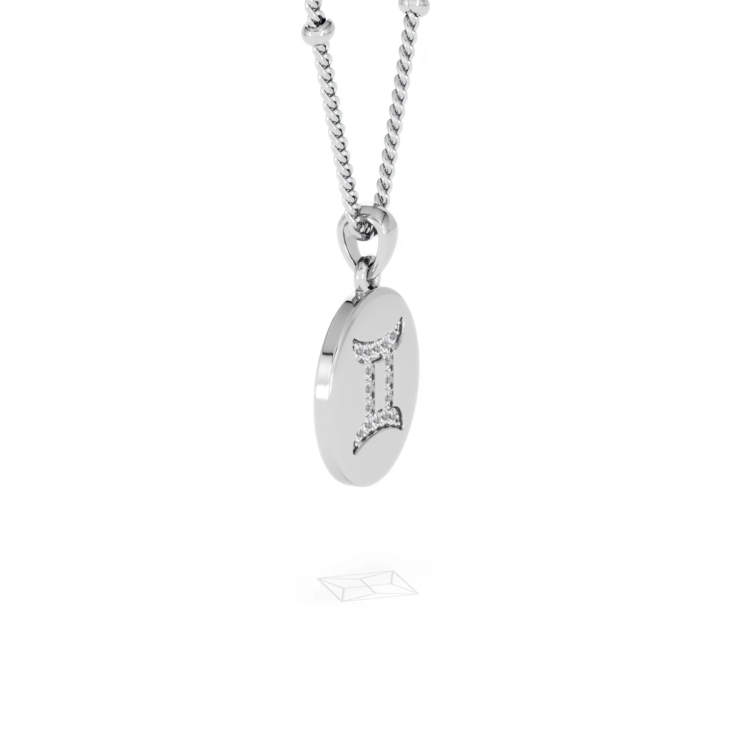 Astrology Gemini 0.07ct Lab Grown Diamond Medallion Pendant Necklace in Sterling Silver - Image 23
