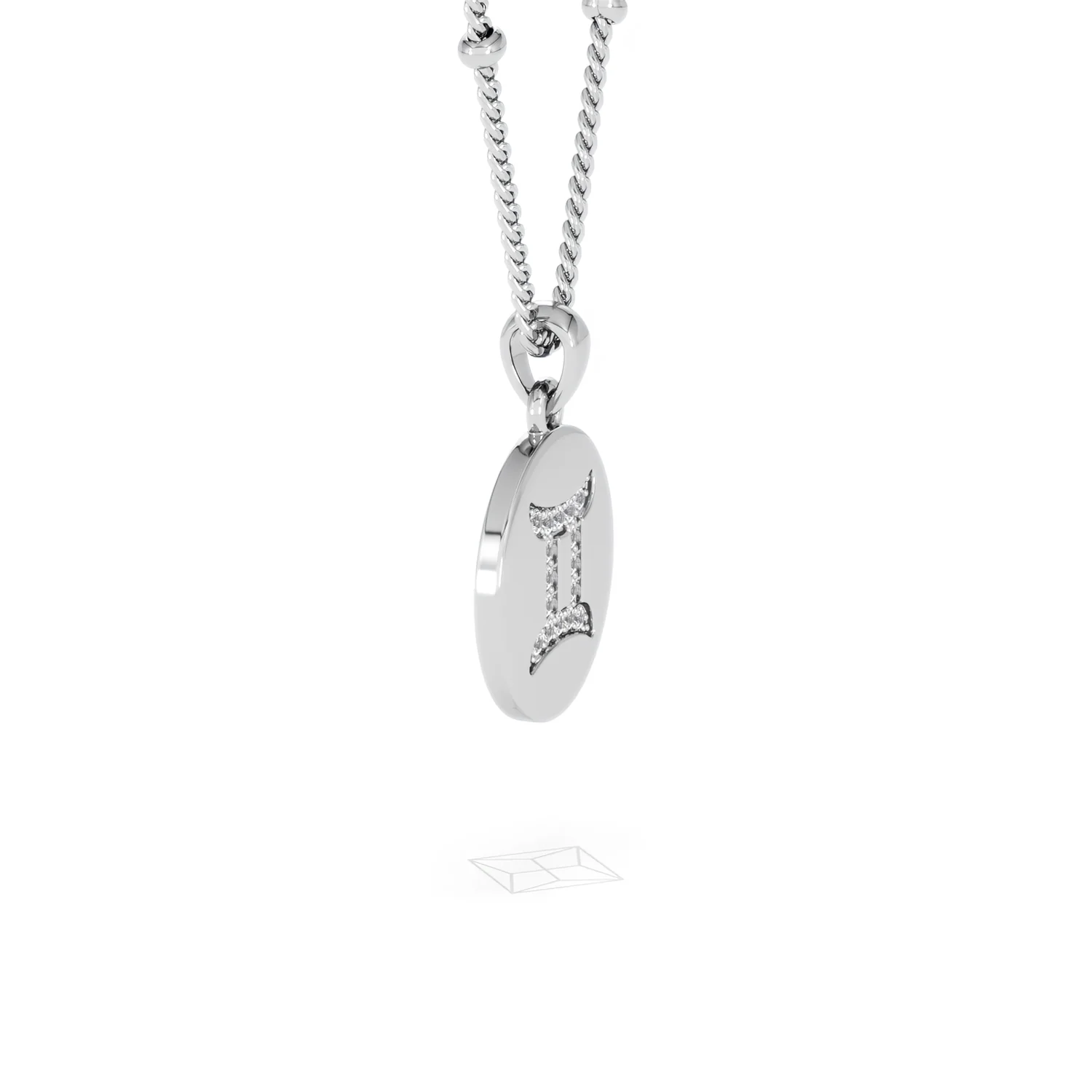Astrology Gemini 0.07ct Lab Grown Diamond Medallion Pendant Necklace in Sterling Silver - Image 24