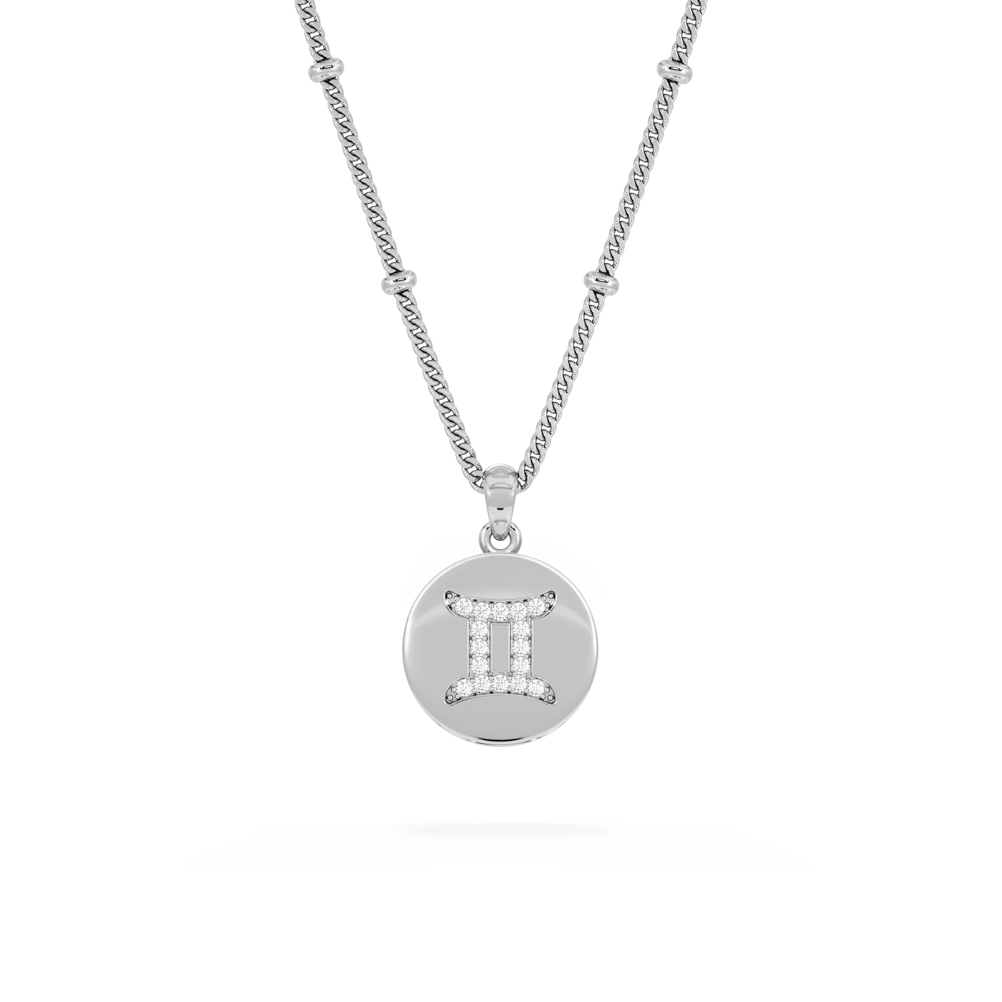 Astrology Gemini 0.07ct Lab Grown Diamond Medallion Pendant Necklace in Sterling Silver - Image 3