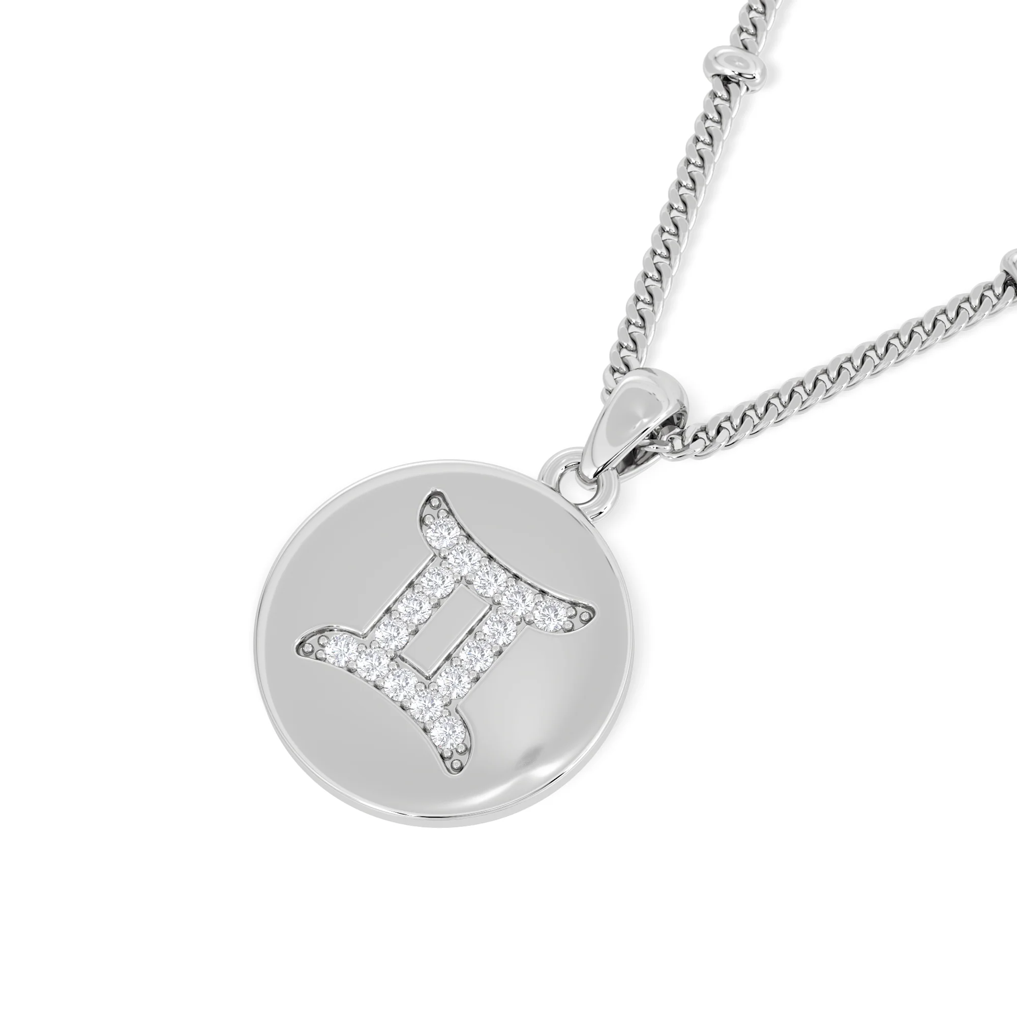 Astrology Gemini 0.07ct Lab Grown Diamond Medallion Pendant Necklace in Sterling Silver - Image 5