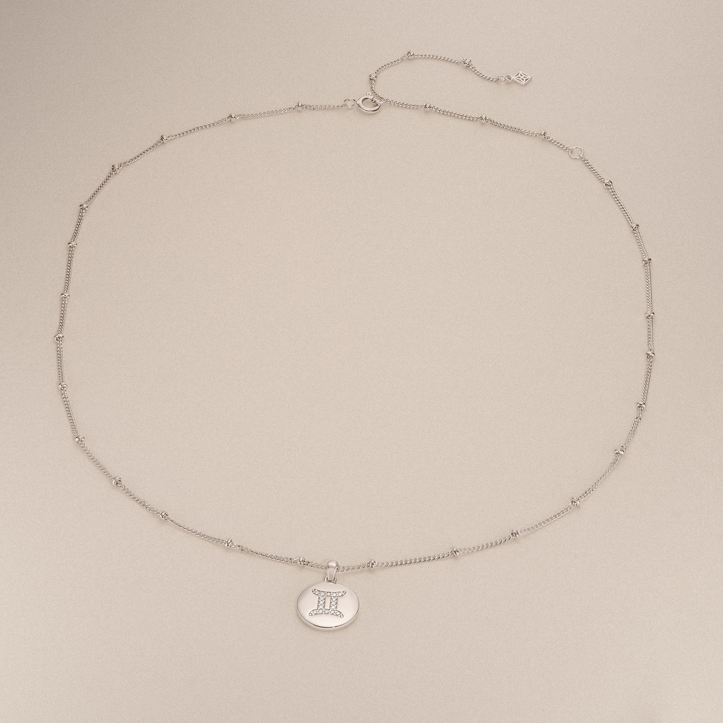 Astrology Gemini 0.07ct Lab Grown Diamond Medallion Pendant Necklace in Sterling Silver - Image 6