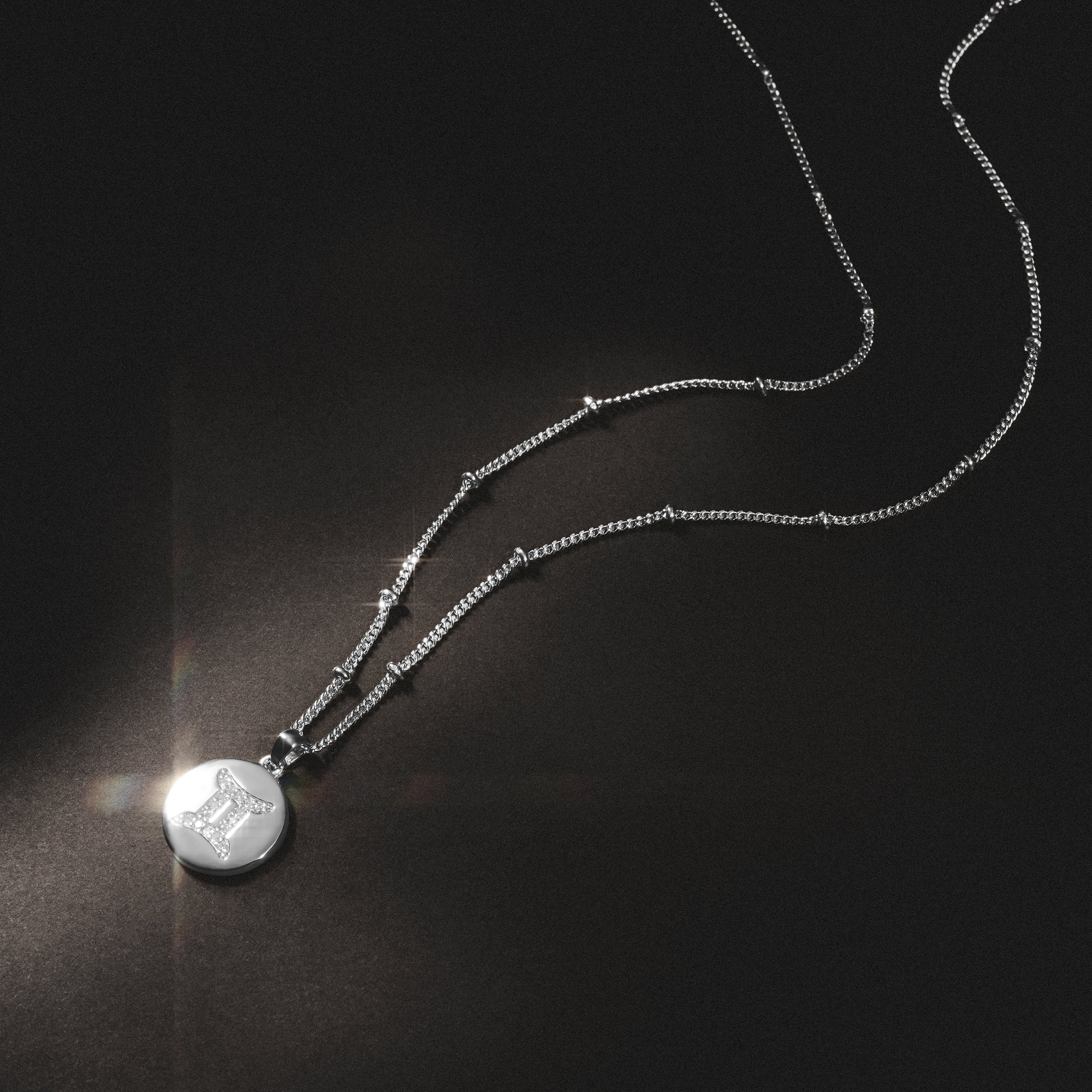 Astrology Gemini 0.07ct Lab Grown Diamond Medallion Pendant Necklace in Sterling Silver - Image 8