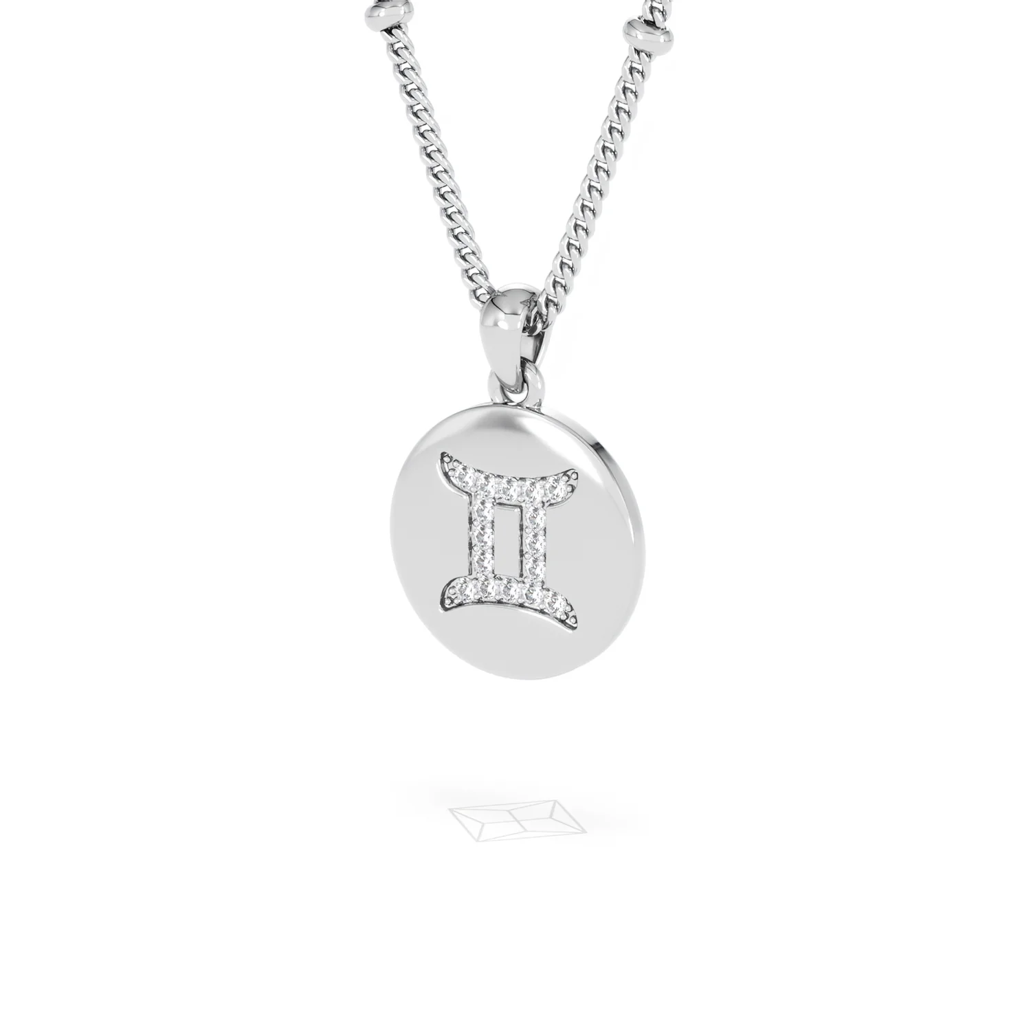 Astrology Gemini 0.07ct Lab Grown Diamond Medallion Pendant Necklace in Sterling Silver - Image 82