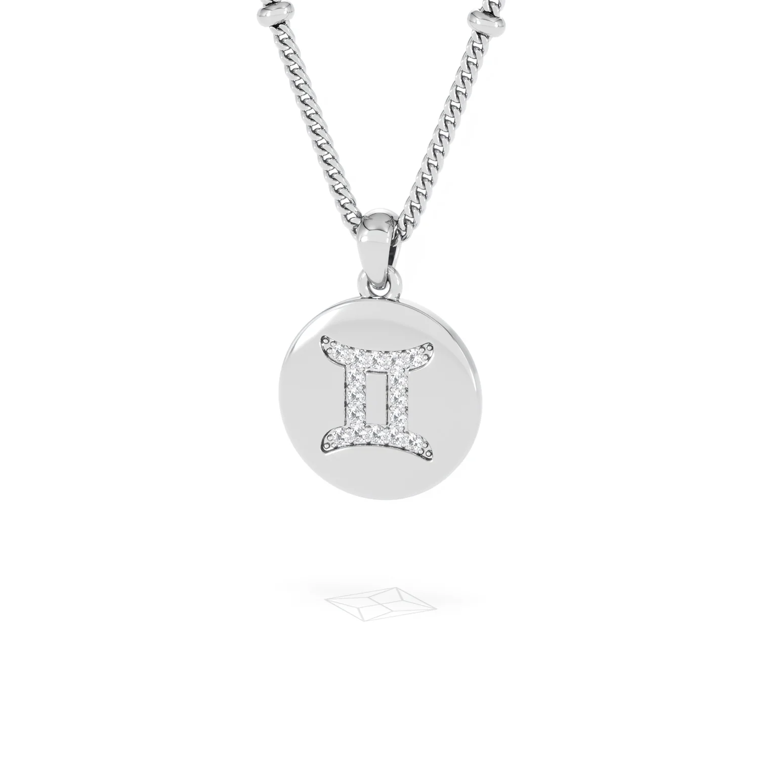 Astrology Gemini 0.07ct Lab Grown Diamond Medallion Pendant Necklace in Sterling Silver - Image 85