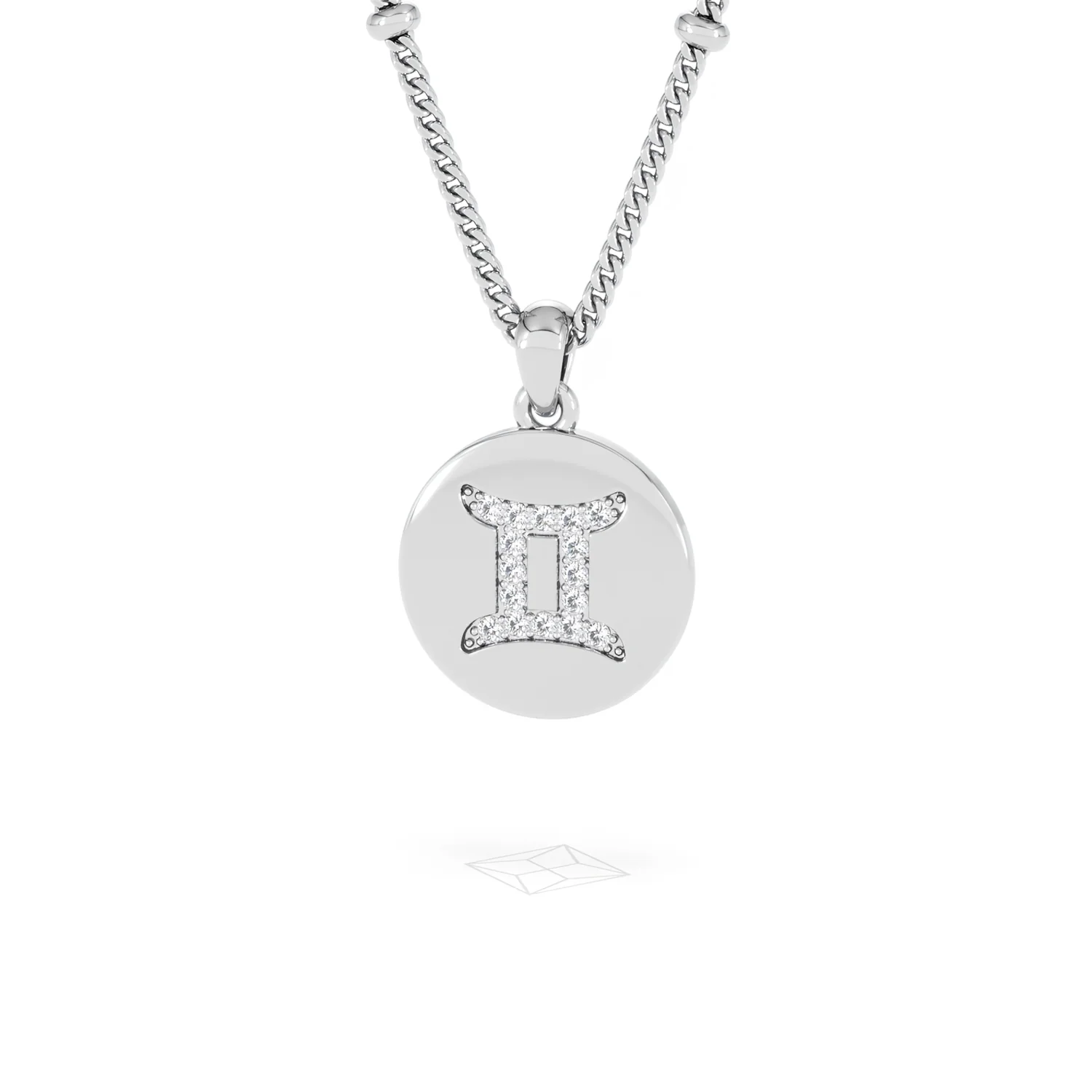 Astrology Gemini 0.07ct Lab Grown Diamond Medallion Pendant Necklace in Sterling Silver - Image 86