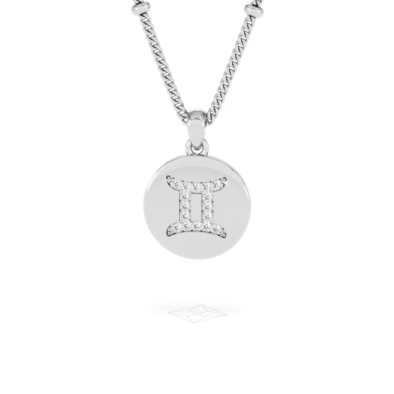Astrology Gemini 0.07ct Lab Grown Diamond Medallion Pendant Necklace in Sterling Silver - Image 87