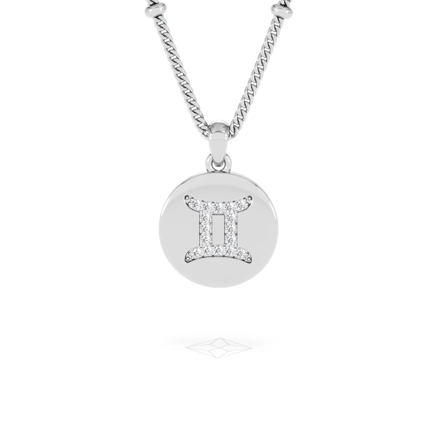 Astrology Gemini 0.07ct Lab Grown Diamond Medallion Pendant Necklace in Sterling Silver - Image 88