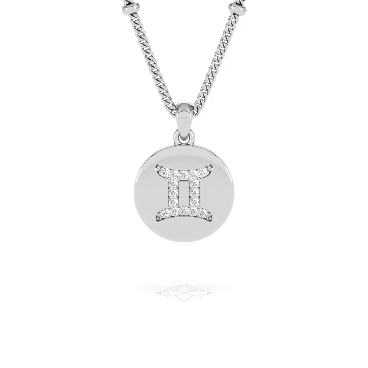 Astrology Gemini 0.07ct Lab Grown Diamond Medallion Pendant Necklace in Sterling Silver - Image 9
