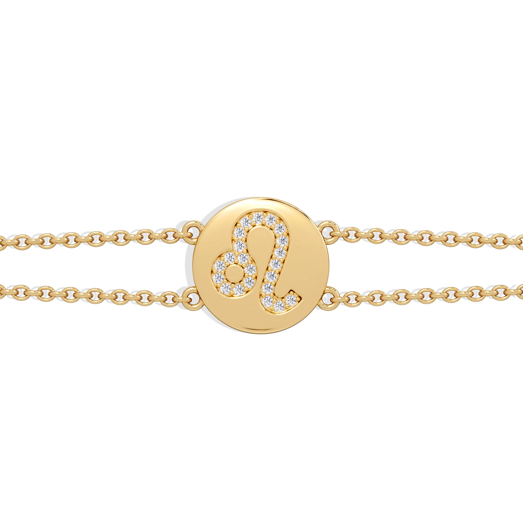 Astrology Leo 0.07ct Lab Grown Diamond AAdjustable Medallion Bracelet 18K Gold Vermeil - Image 5