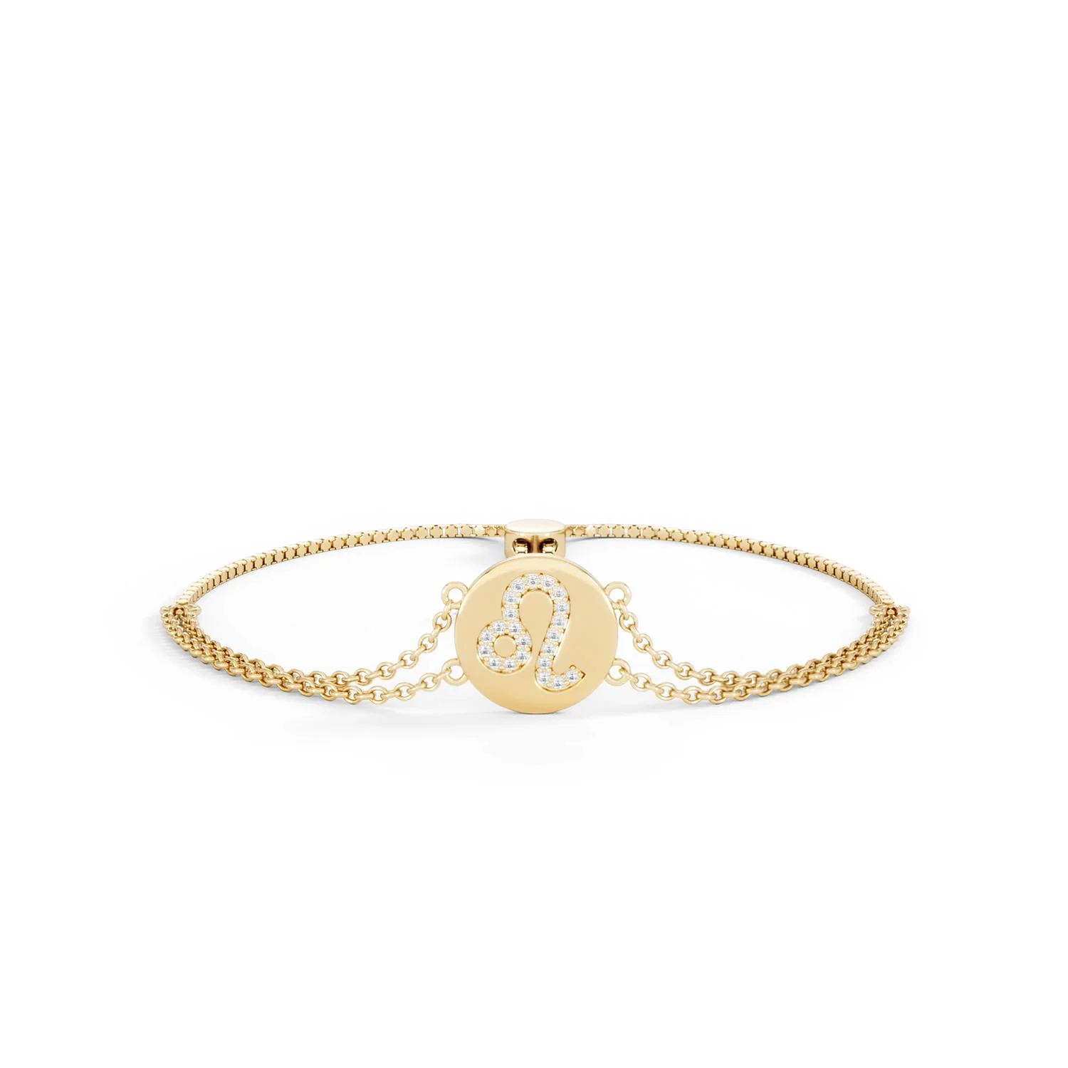 Astrology Leo 0.07ct Lab Grown Diamond AAdjustable Medallion Bracelet 18K Gold Vermeil - Image 9