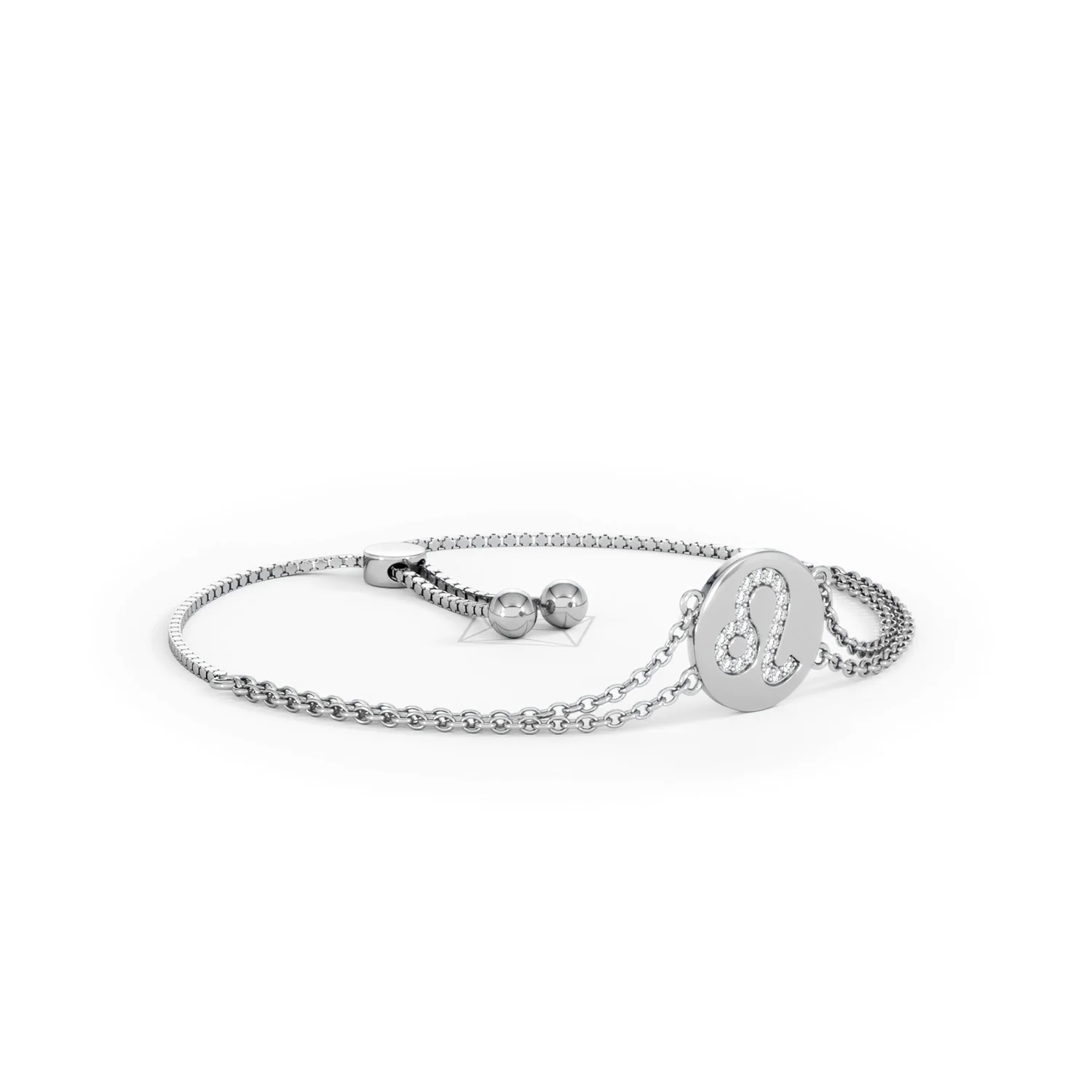 Astrology Leo 0.07ct Lab Grown Diamond Adjustable Medallion Bracelet Sterling Silver - Image 17