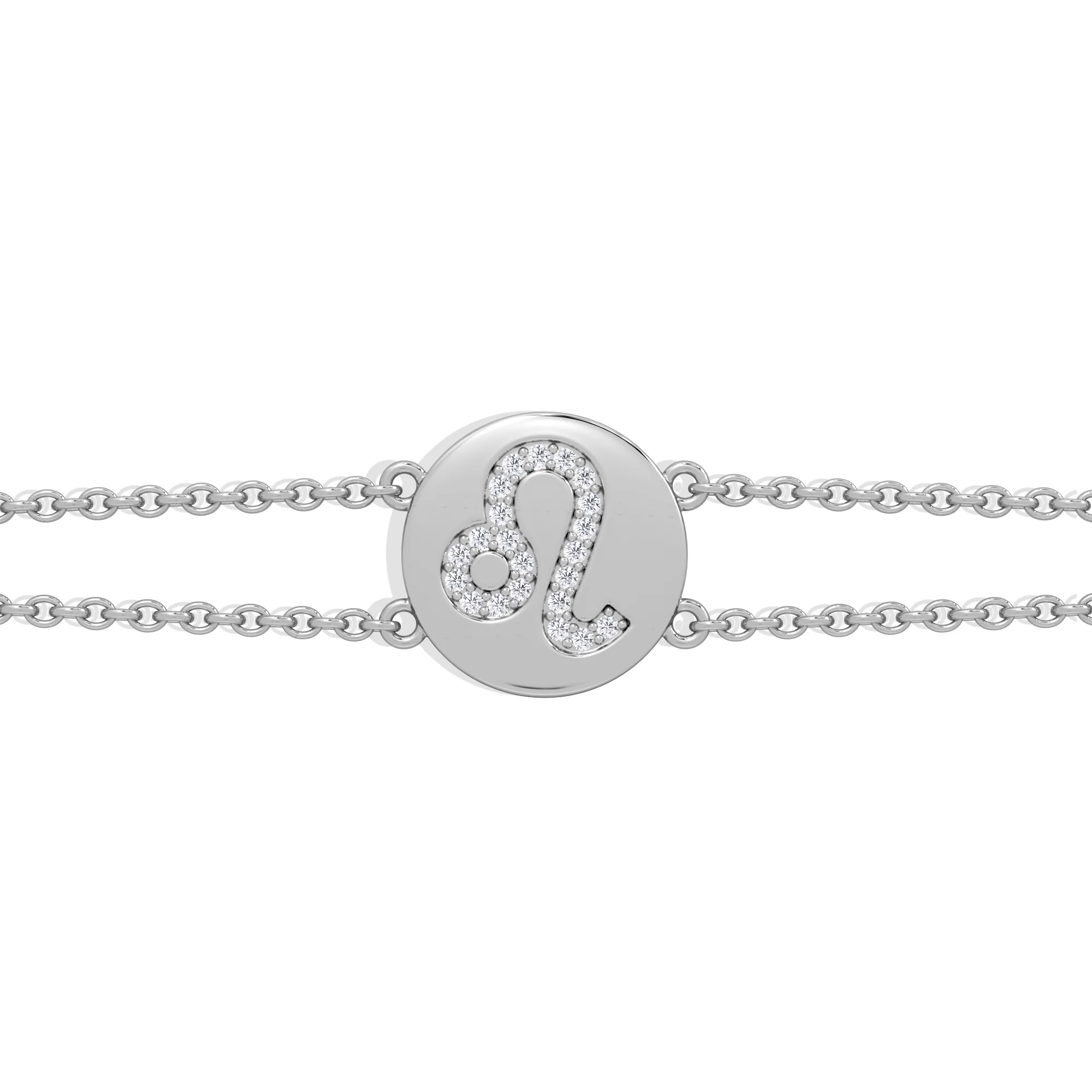 Astrology Leo 0.07ct Lab Grown Diamond Adjustable Medallion Bracelet Sterling Silver - Image 5