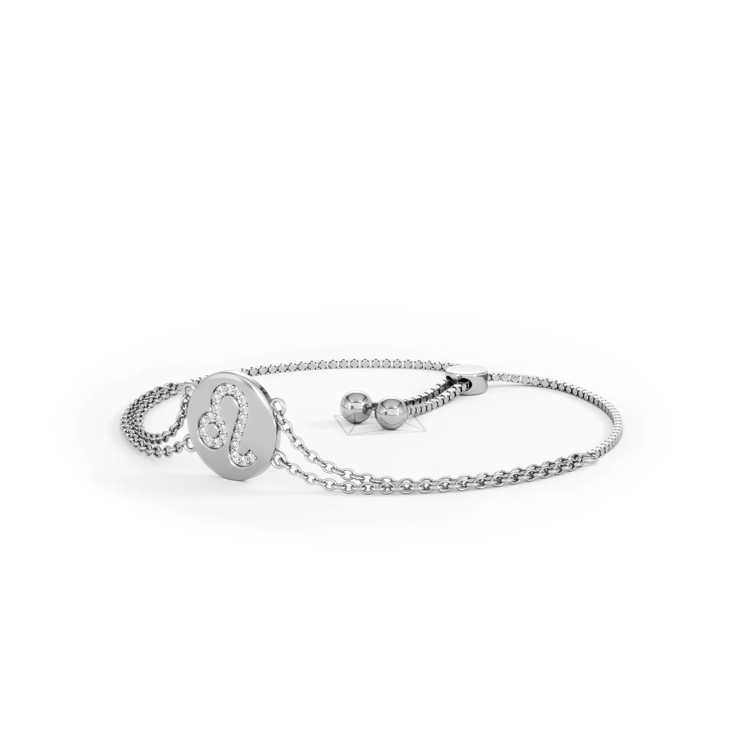 Astrology Leo 0.07ct Lab Grown Diamond Adjustable Medallion Bracelet Sterling Silver - Image 81