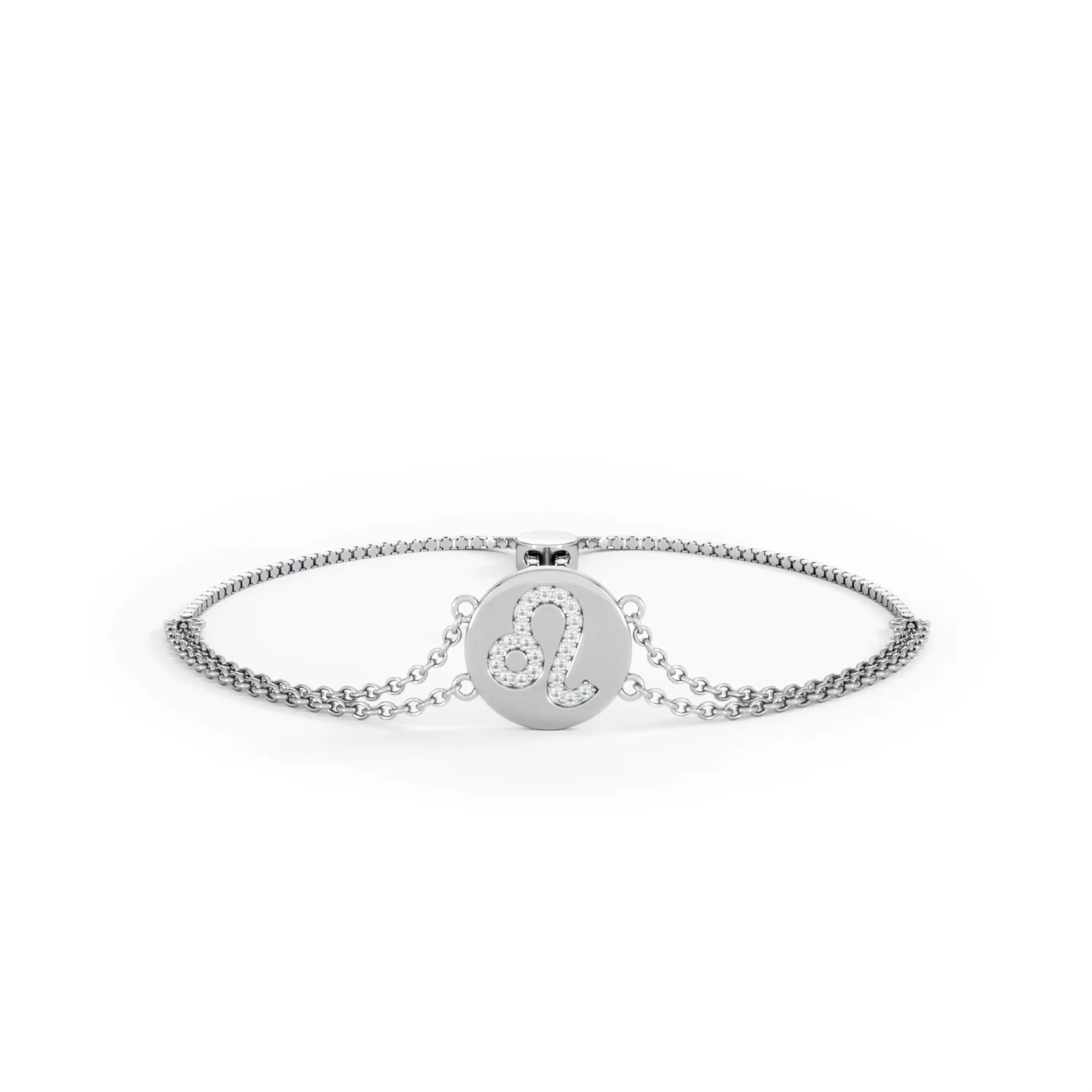 Astrology Leo 0.07ct Lab Grown Diamond Adjustable Medallion Bracelet Sterling Silver - Image 9