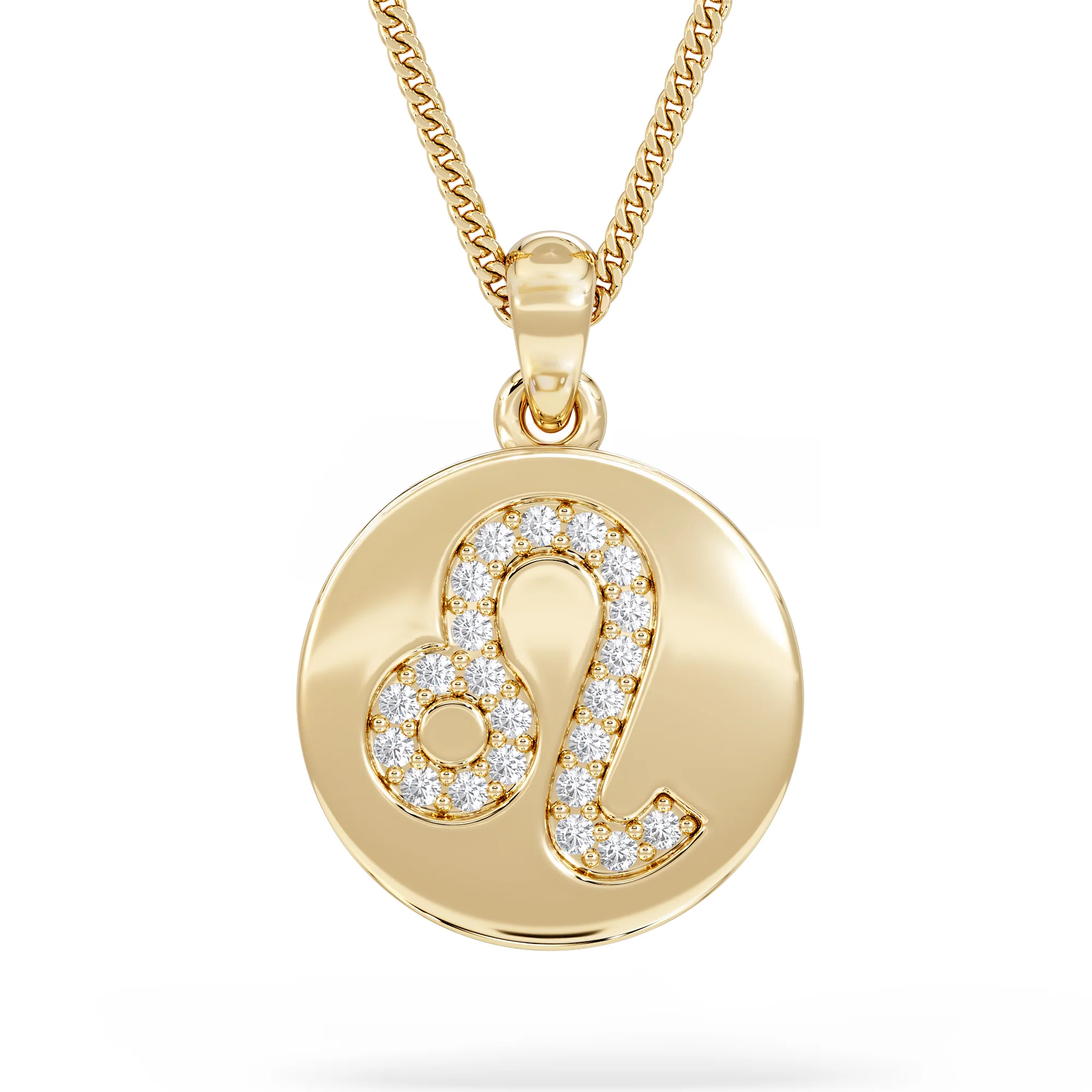 Astrology Leo 0.07ct Lab Grown Diamond Medallion Pendant Necklace in 18K Gold Vermeil