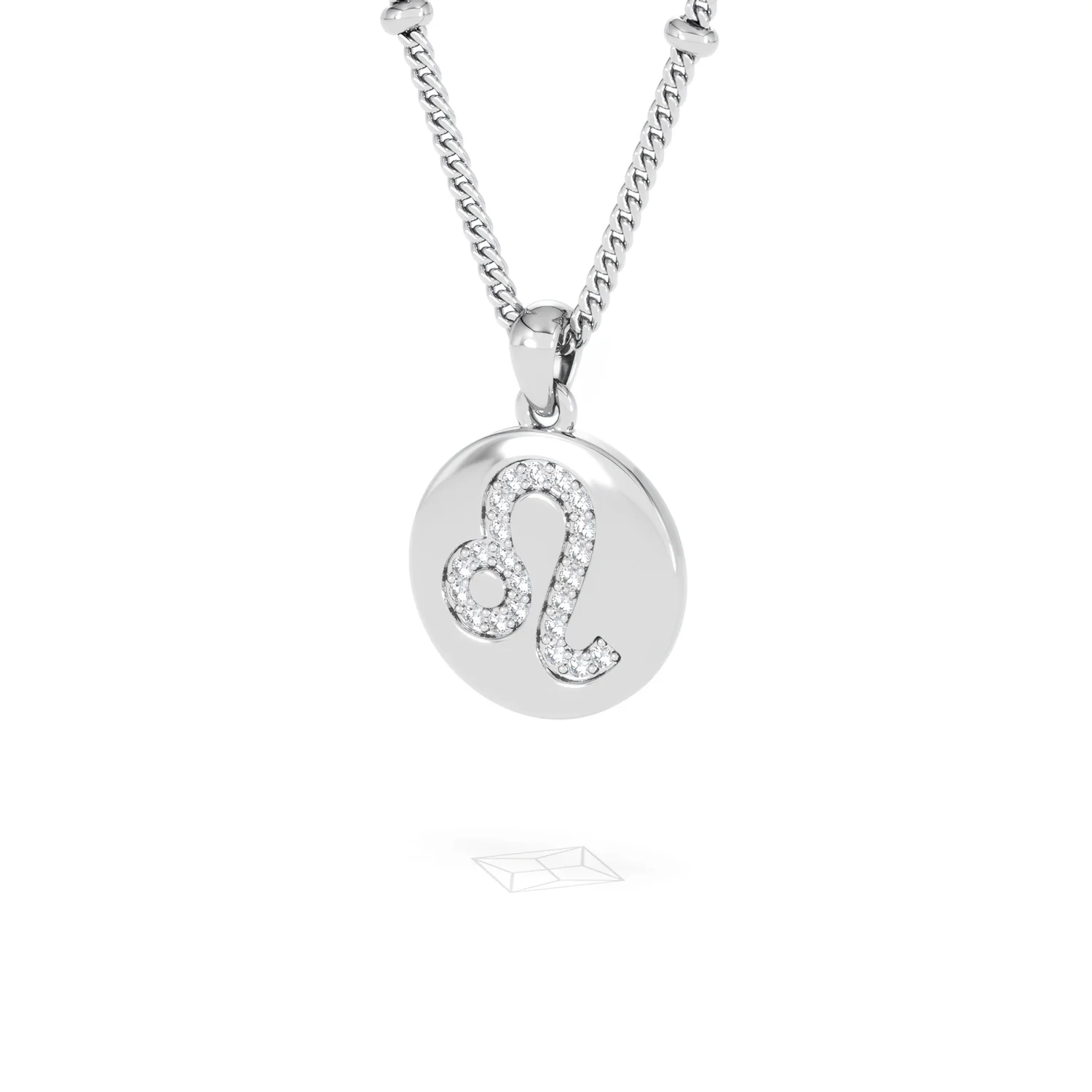 Astrology Leo 0.07ct Lab Grown Diamond Medallion Pendant Necklace in Sterling Silver - Image 83