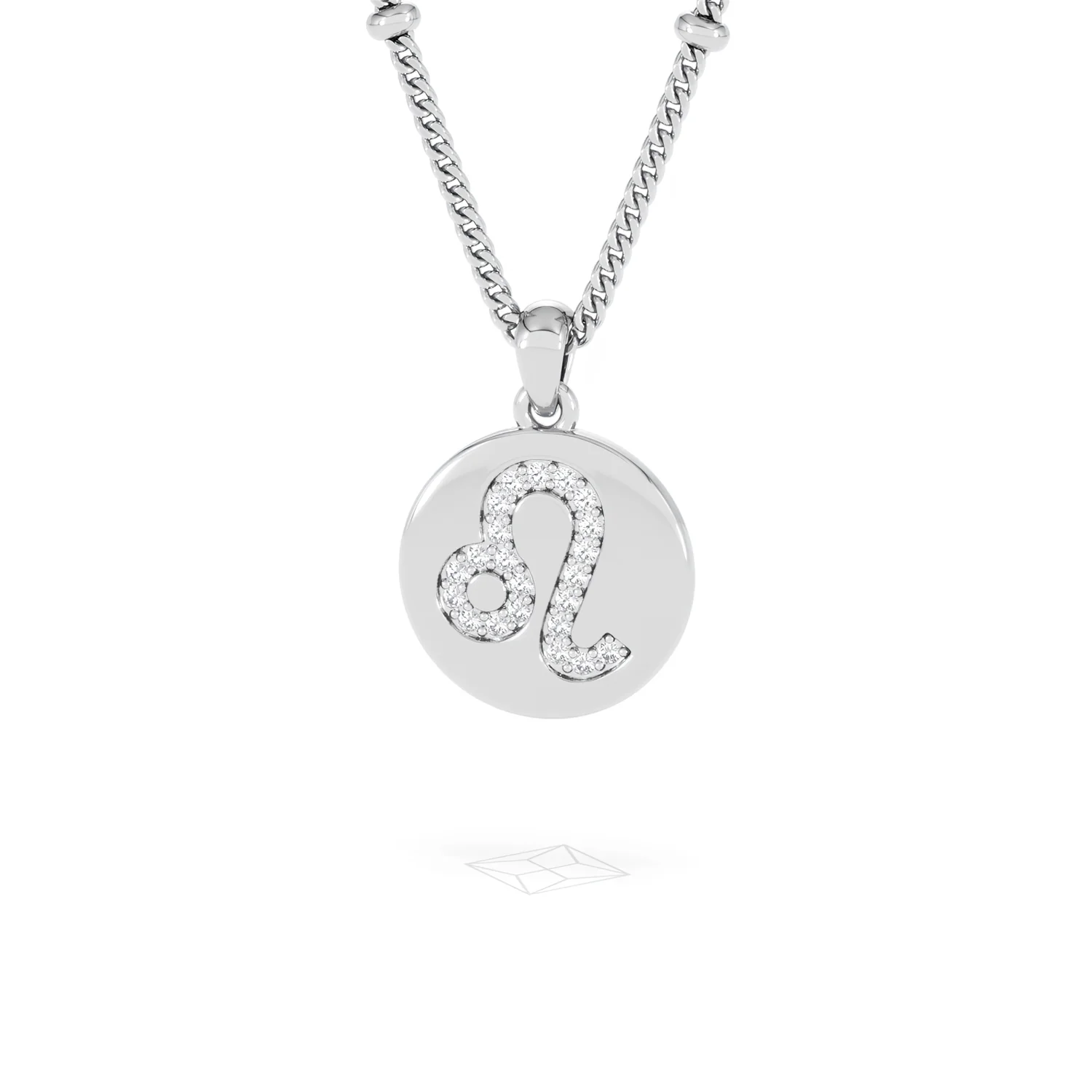 Astrology Leo 0.07ct Lab Grown Diamond Medallion Pendant Necklace in Sterling Silver - Image 86