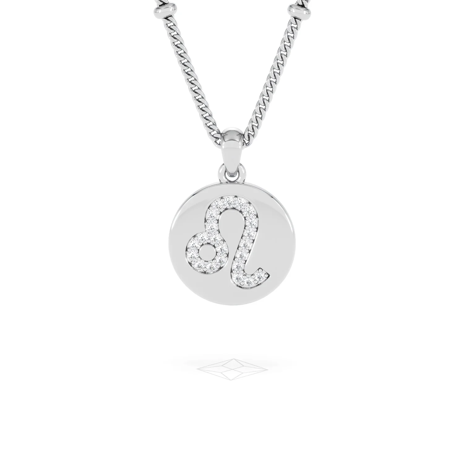 Astrology Leo 0.07ct Lab Grown Diamond Medallion Pendant Necklace in Sterling Silver - Image 88