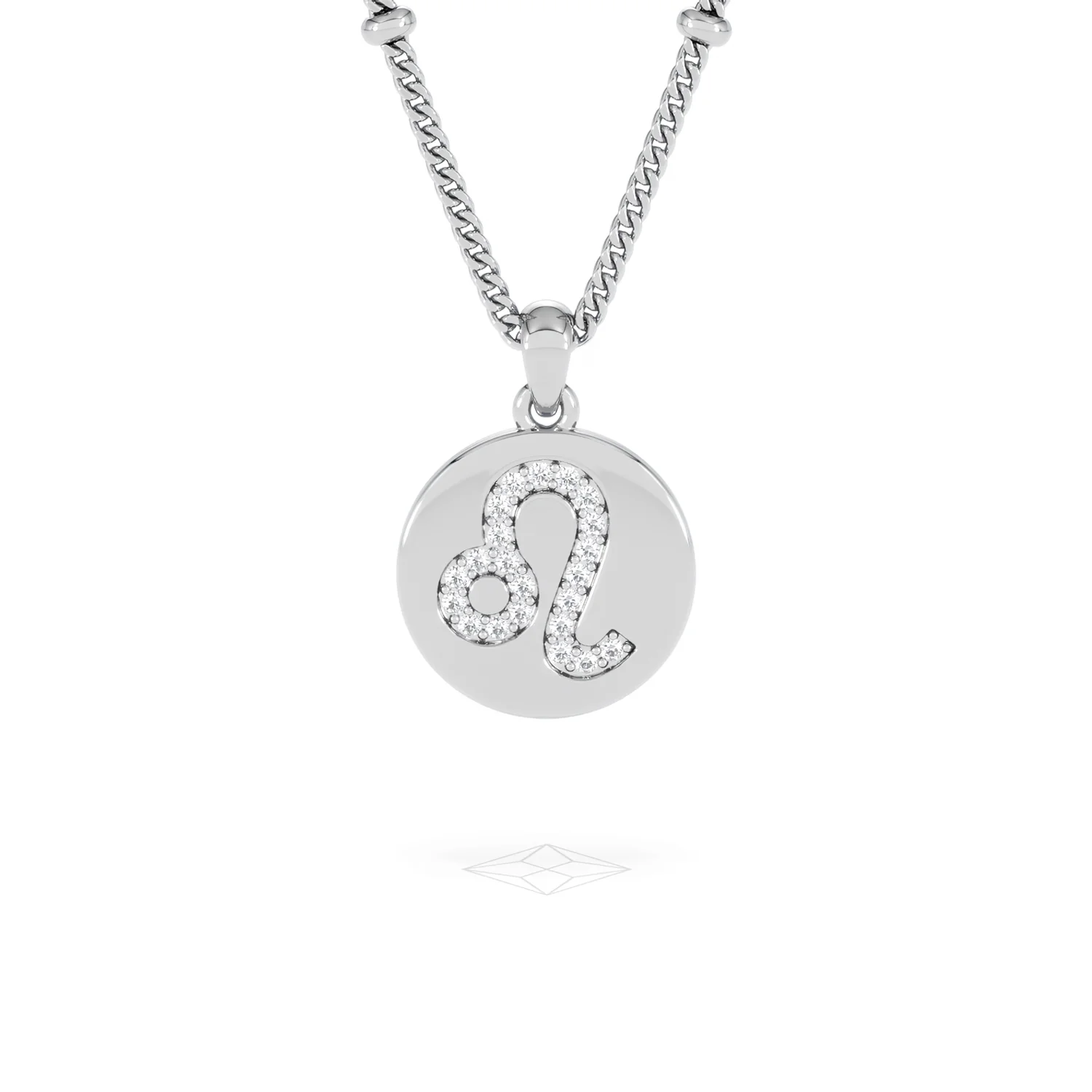 Astrology Leo 0.07ct Lab Grown Diamond Medallion Pendant Necklace in Sterling Silver - Image 9