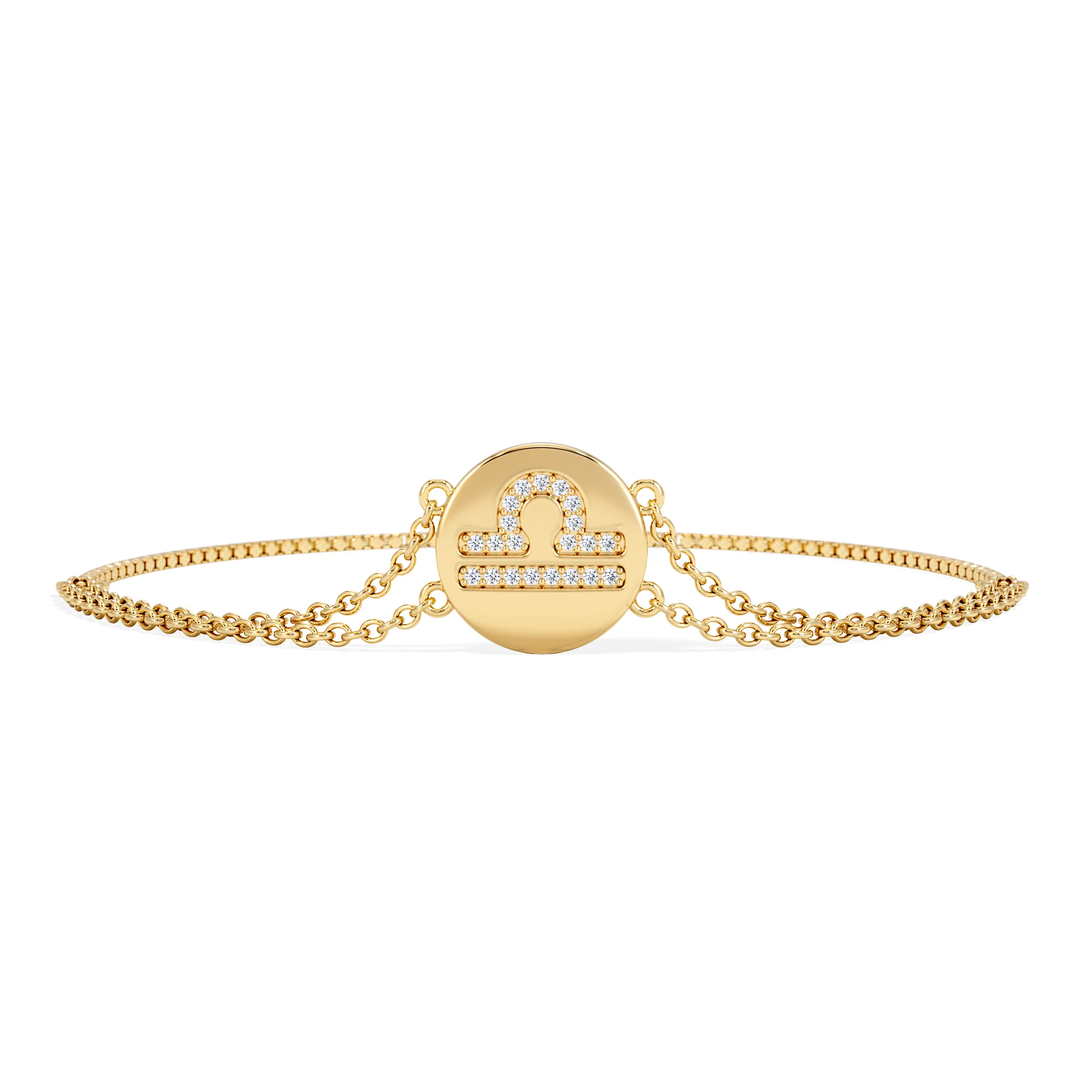 Astrology Libra 0.07ct Lab Grown Diamond Adjustable Medallion Bracelet 18K Gold Vermeil - Image 3