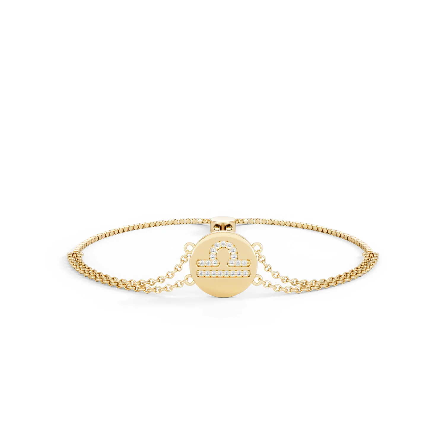 Astrology Libra 0.07ct Lab Grown Diamond Adjustable Medallion Bracelet 18K Gold Vermeil - Image 9